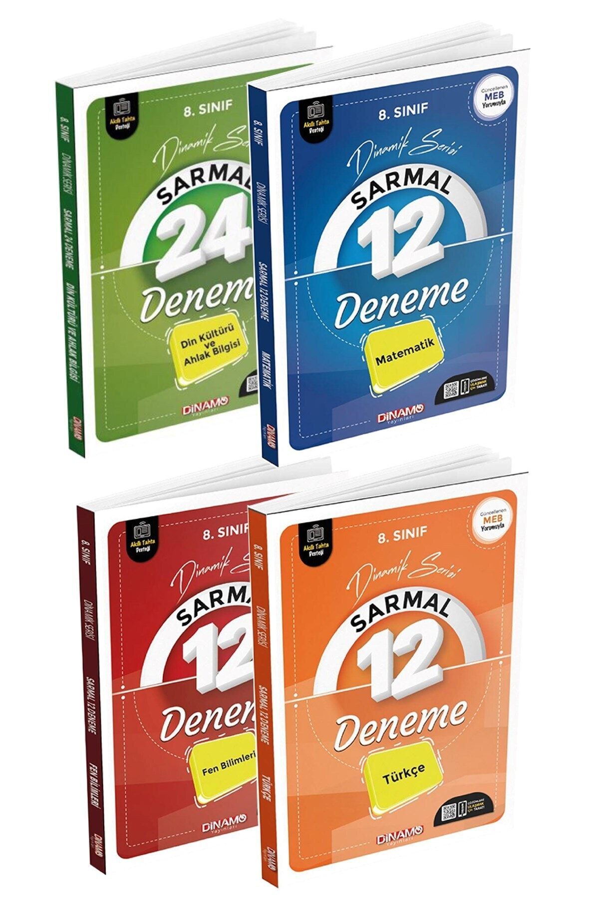 Dinamo Yayınları 2022 8. Sınıf Din Kült, Matematik, Fen Bilimleri, Türkçe Sarmal Denemeler 4 Kitap