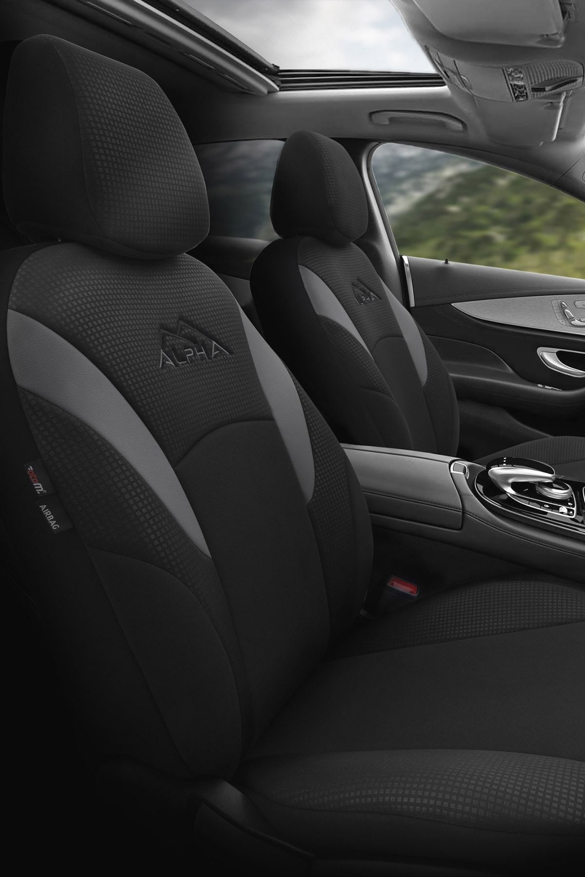 Otom Airbag Dikişli Özel Tasarım Oto Koltuk Kılıfı - Yeni Alpha Design Siyah-füme Aph1601