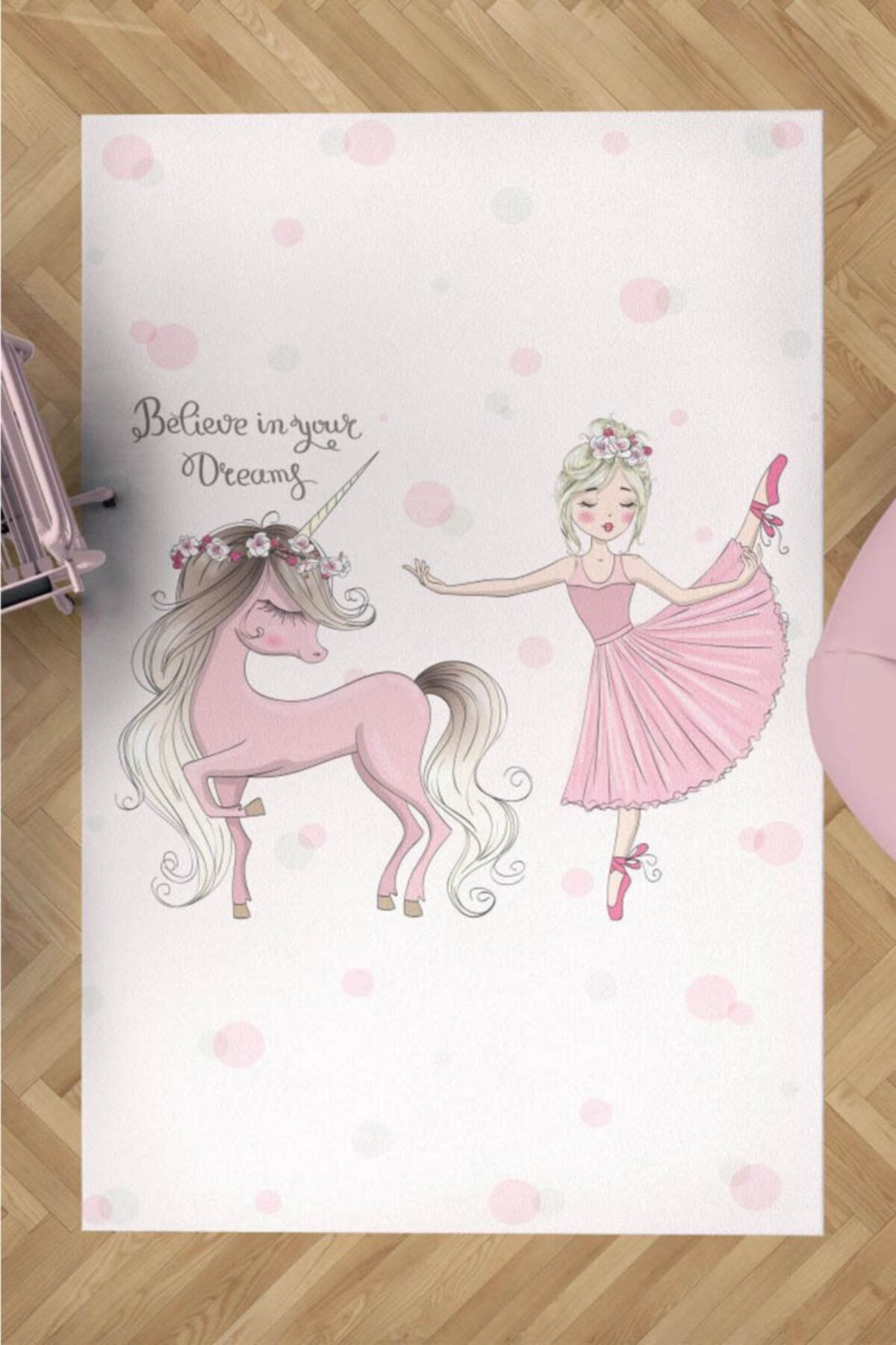 Rivaİstanbul Dans Eden Balerin Ve Unicorn Çocuk Halısı