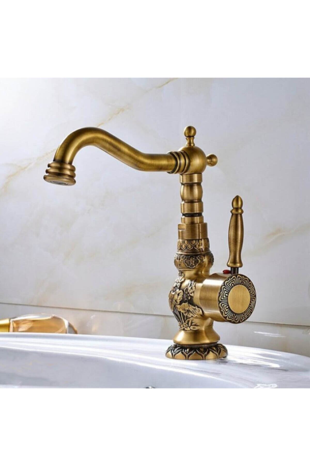 entrend11 Antik Işlemeli Kısa Lavabo Bataryası