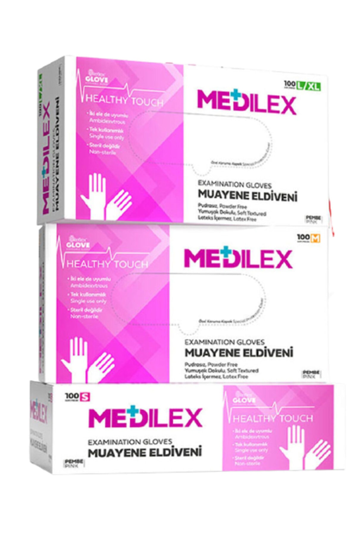 MEDİLEX Eldiven Pembe Small 1 Koli 3 Paket Pakette 1x100 Adet