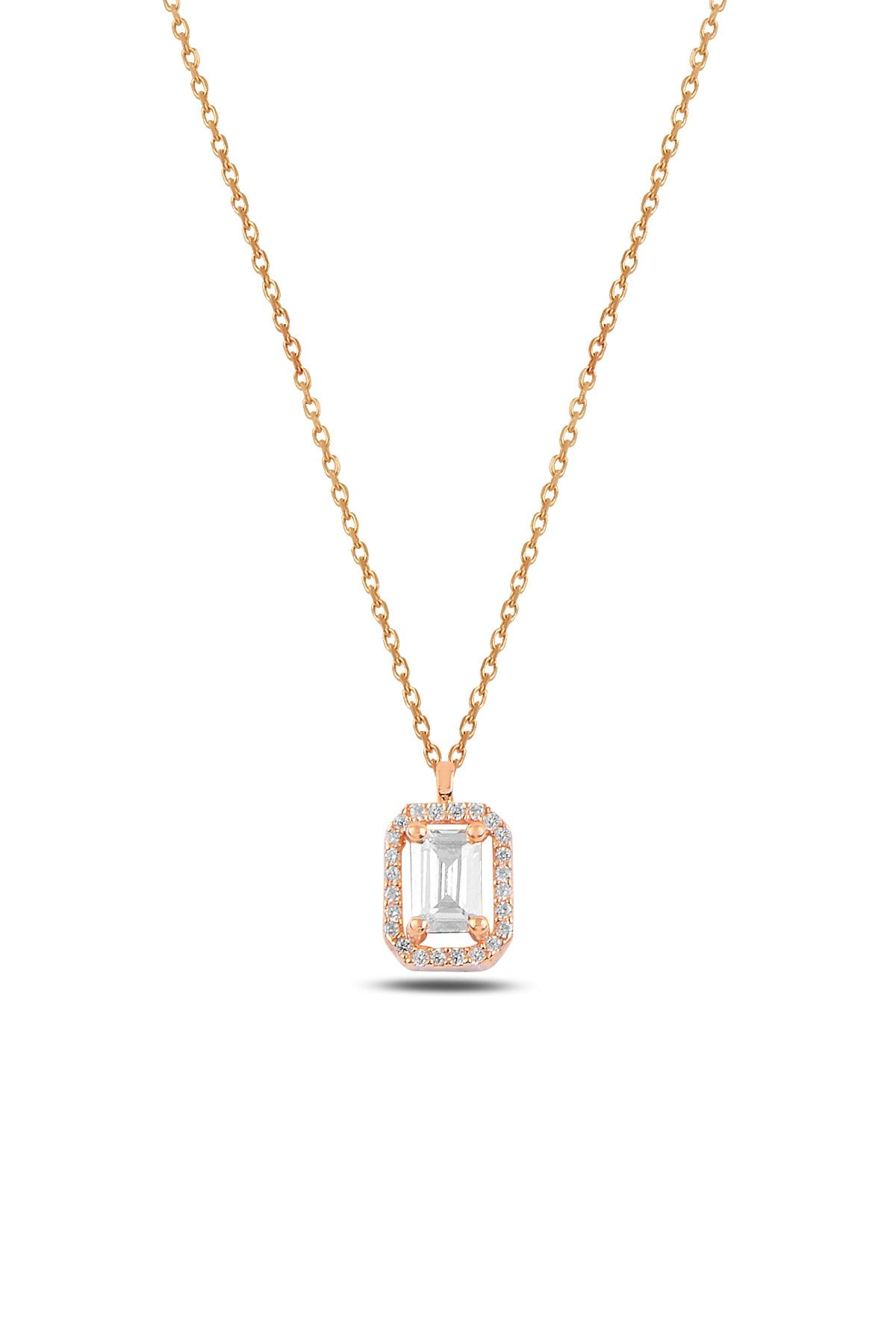 Duende Silver Baget Model Kolye Zirkon Taşlı 925 Ayar Gümüş