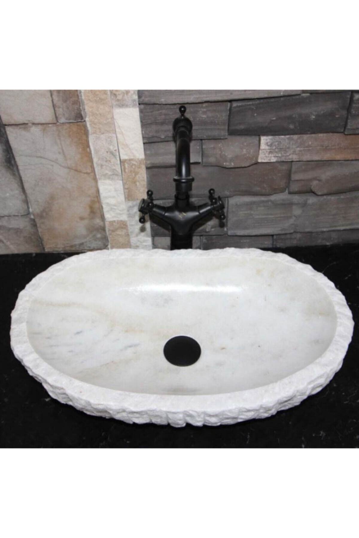 entrend11 Beyaz Mermer Dikey Patlatma Dizayn Lavabo
