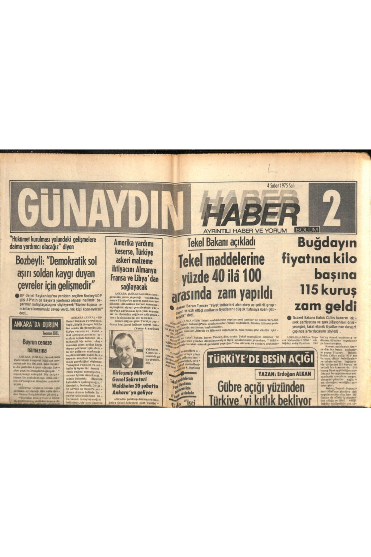 Gökçe Koleksiyon Günaydın Gazetesi Haber 2 Eki 4 Şubat 1975 - Volkswagen Otomobil Firması 79 Bin Işçiyi Işten Çıkardı