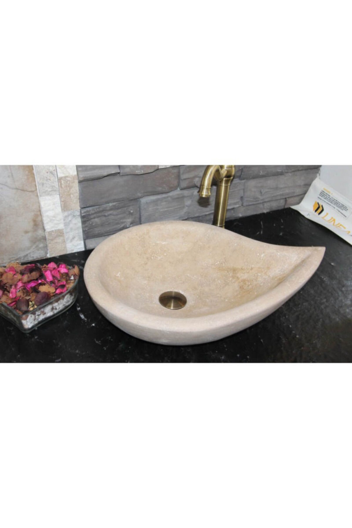 entrend11 Noche Traverten Damla Model Lavabo - Outlet