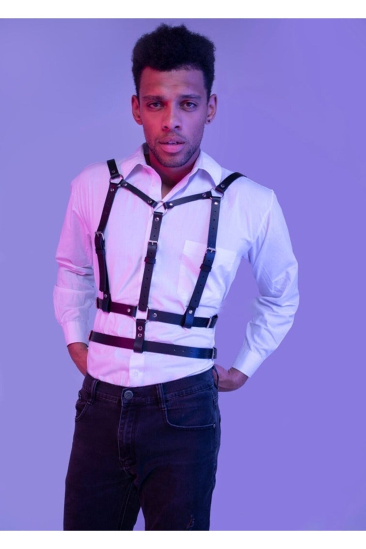 Dreamsshop Şık Erkek Deri Göğüs Harness - Apftm40