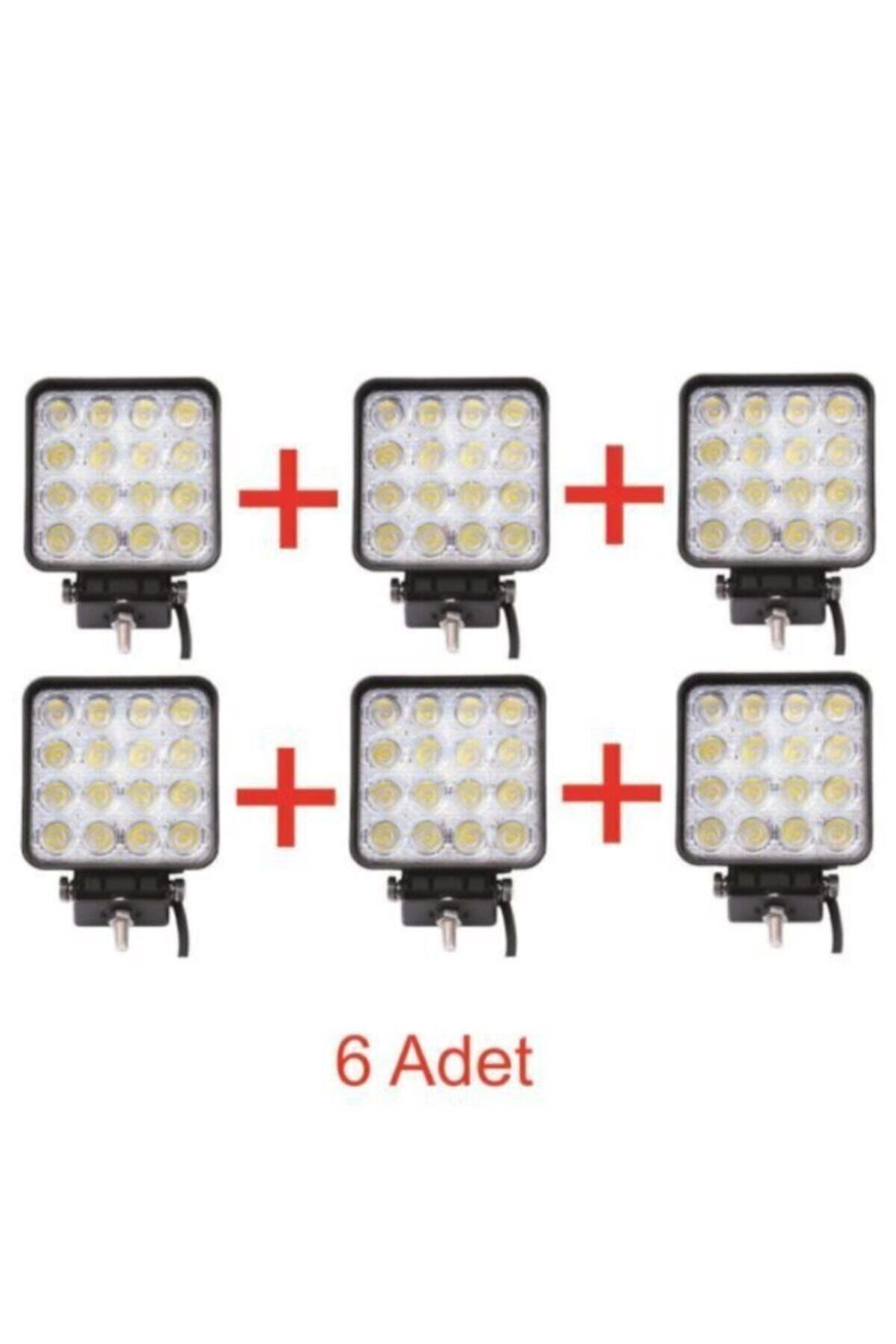 Light 6 Adet 16 Led Kare Off Road Traktör Tir Kamyon Sis Fari Sis Lambasi Çalisma Lambasi Projektör