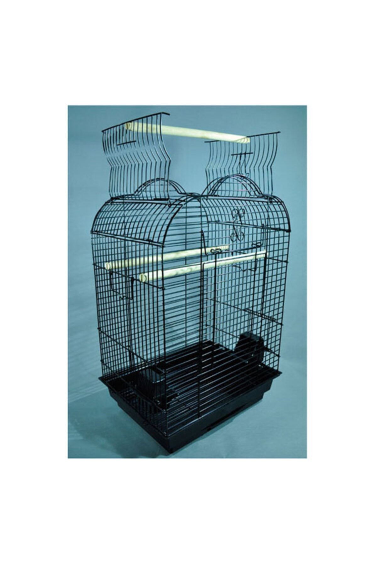 EuroGold Pet Papağan Kafesi Açılır Çatılı Siyah 47x36x70