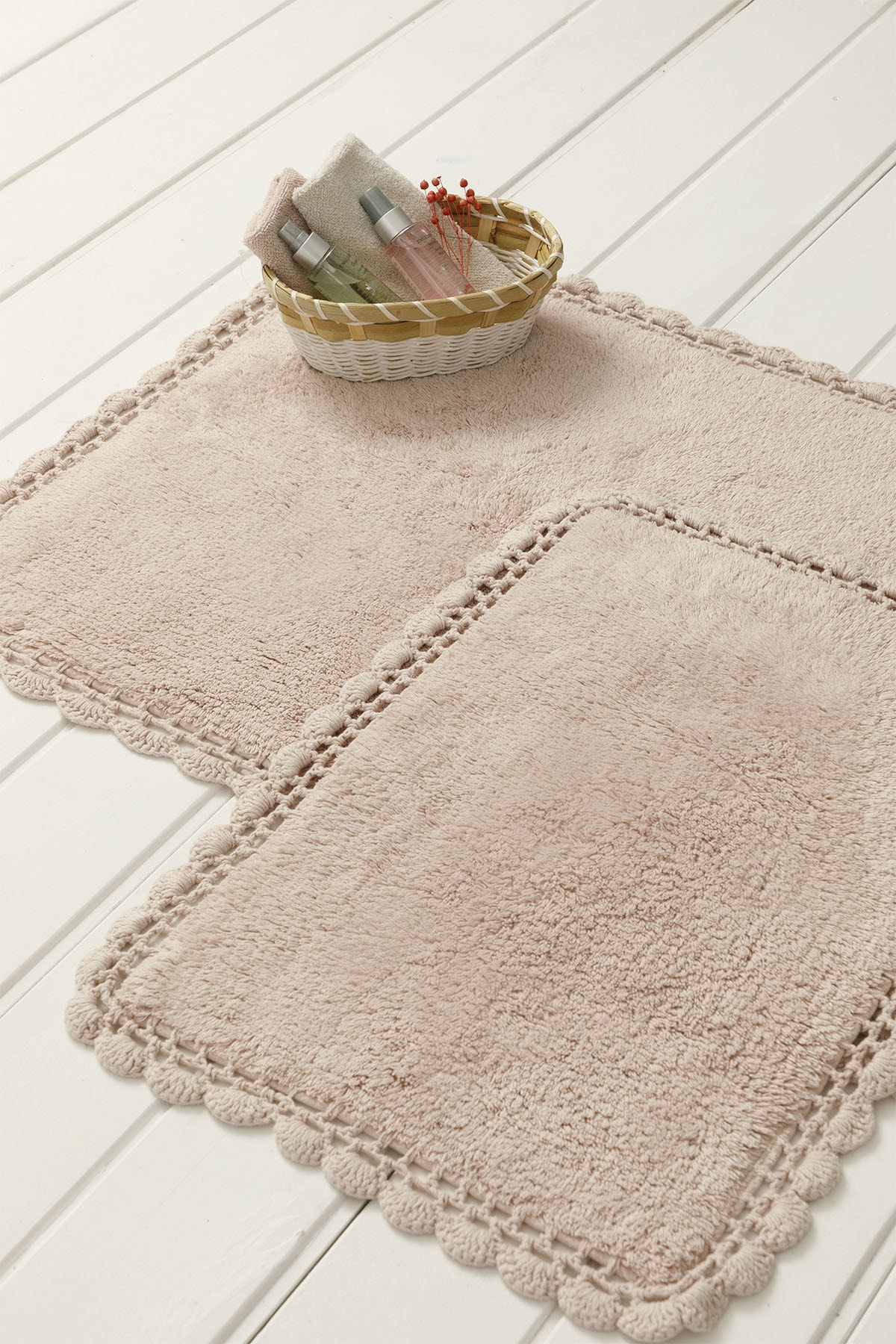 English Home Freda Pamuklu 2'li Banyo Paspası Seti 60x90cm+40x60cm Pudra Pembe