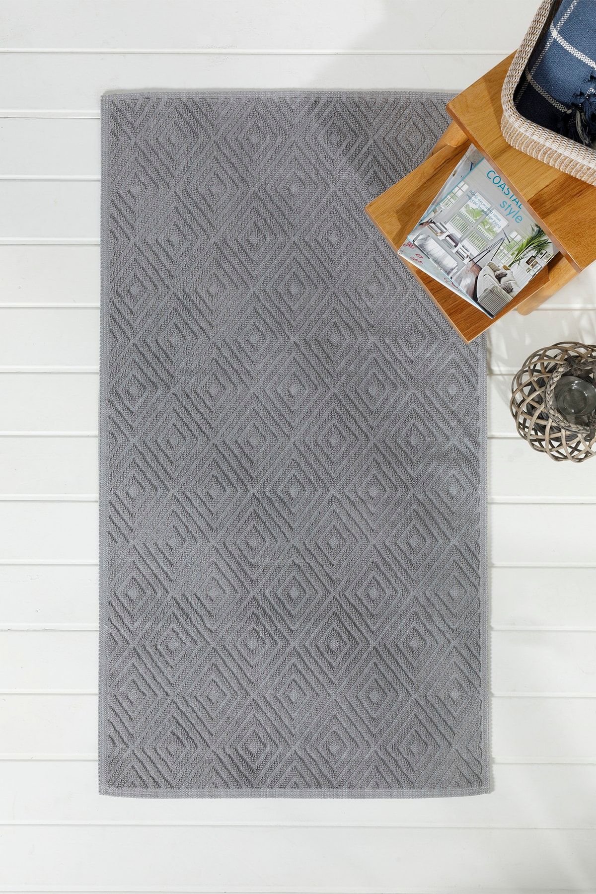 English Home Diamonds Pamuklu Kilim Gri