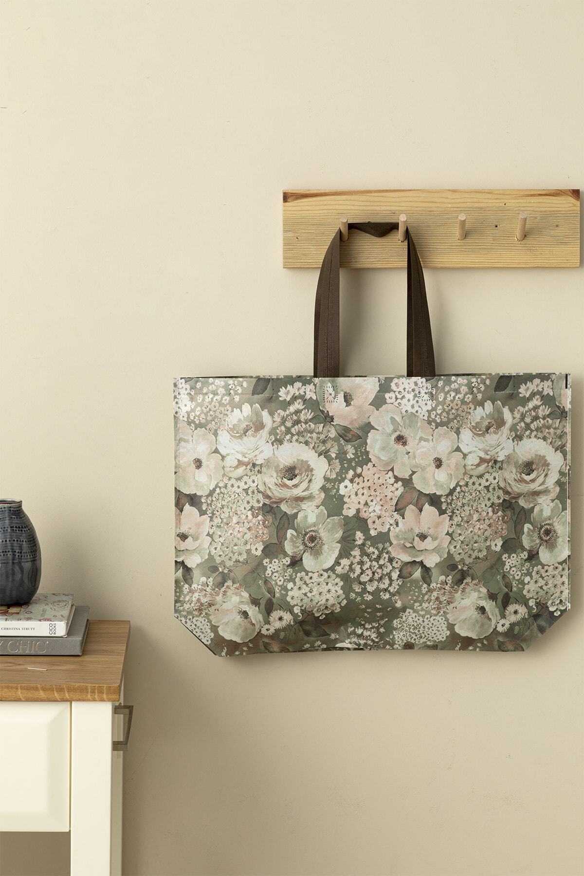 English Home Flowers Alışveriş Çantası 54,5x38 Cm Gül Kurusu