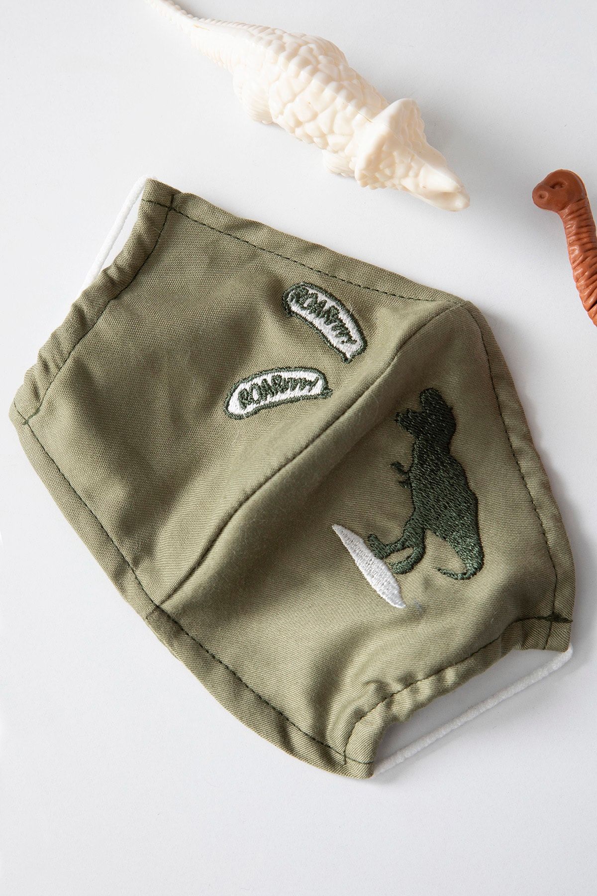 English Home Dinosaur Pamuklu Çocuk Maske 4-12 Yaş Yeşil