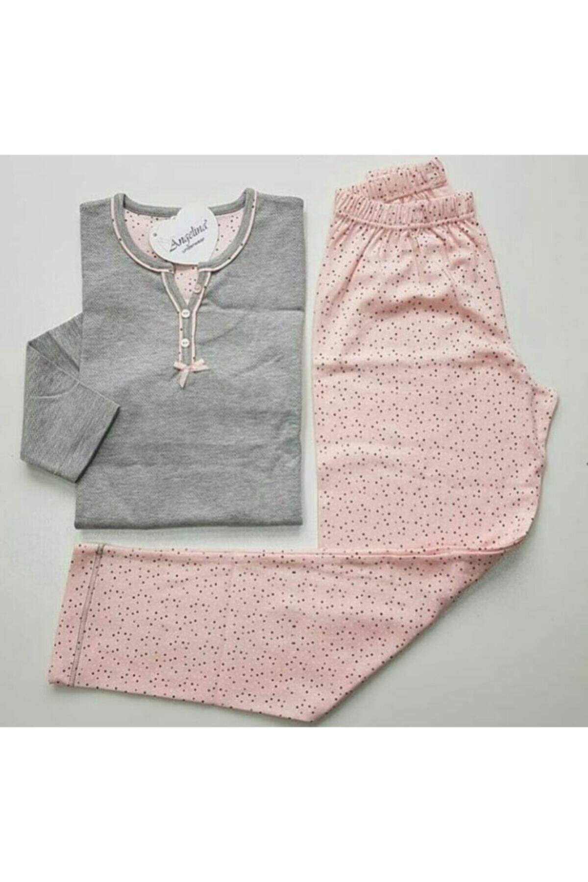 ANGELİNA Pamuklu Ribana  Pijama Takımı