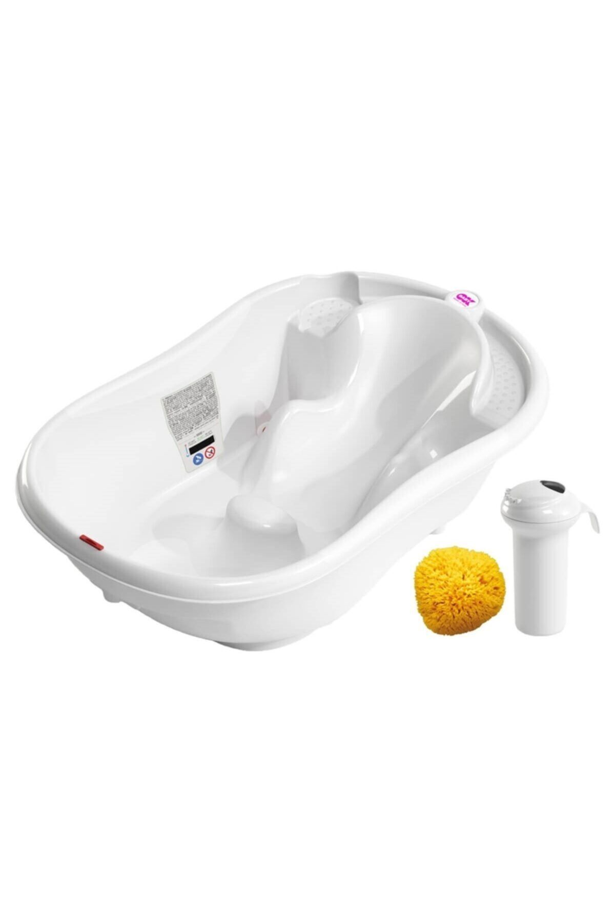 OK Baby Okbaby Onda Banyo Küveti & Splash Bebek Duşu & Doğal Banyo Süngeri No.10 / Beyaz