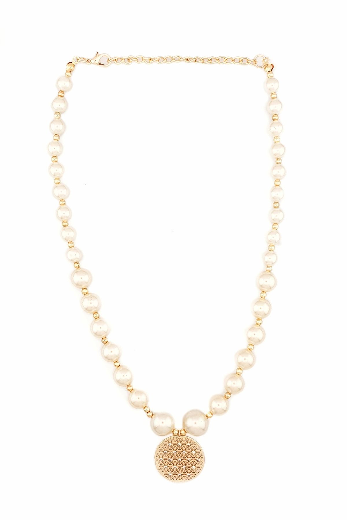 BUQHLE Gold, Incili Beyaz Zirkon Taşlı Yaşam Çiçeği