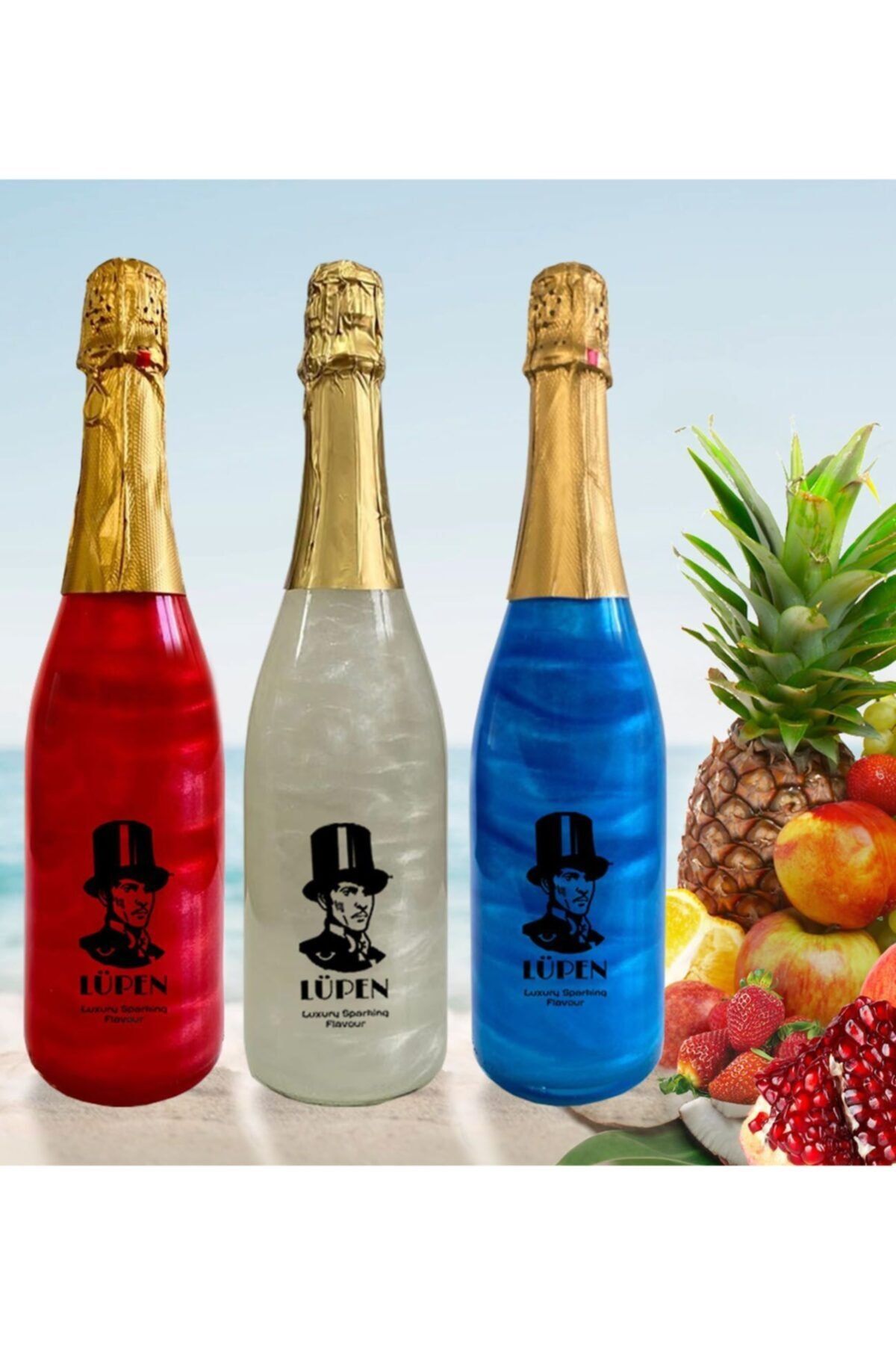 Lüpen Simli Lux Tropik Meyve Nar Coconat Aromalı 750 ml Alkolsüz Gazlı İçecek 3 Adet