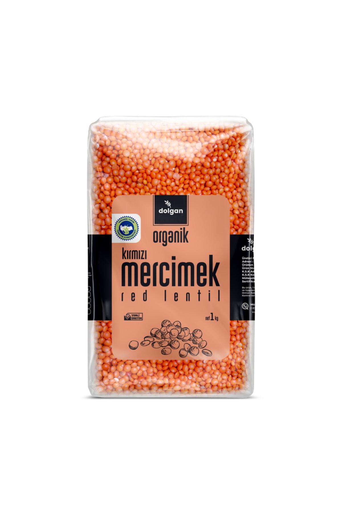 Dolgan Organik Kırmızı Mercimek 1 kg