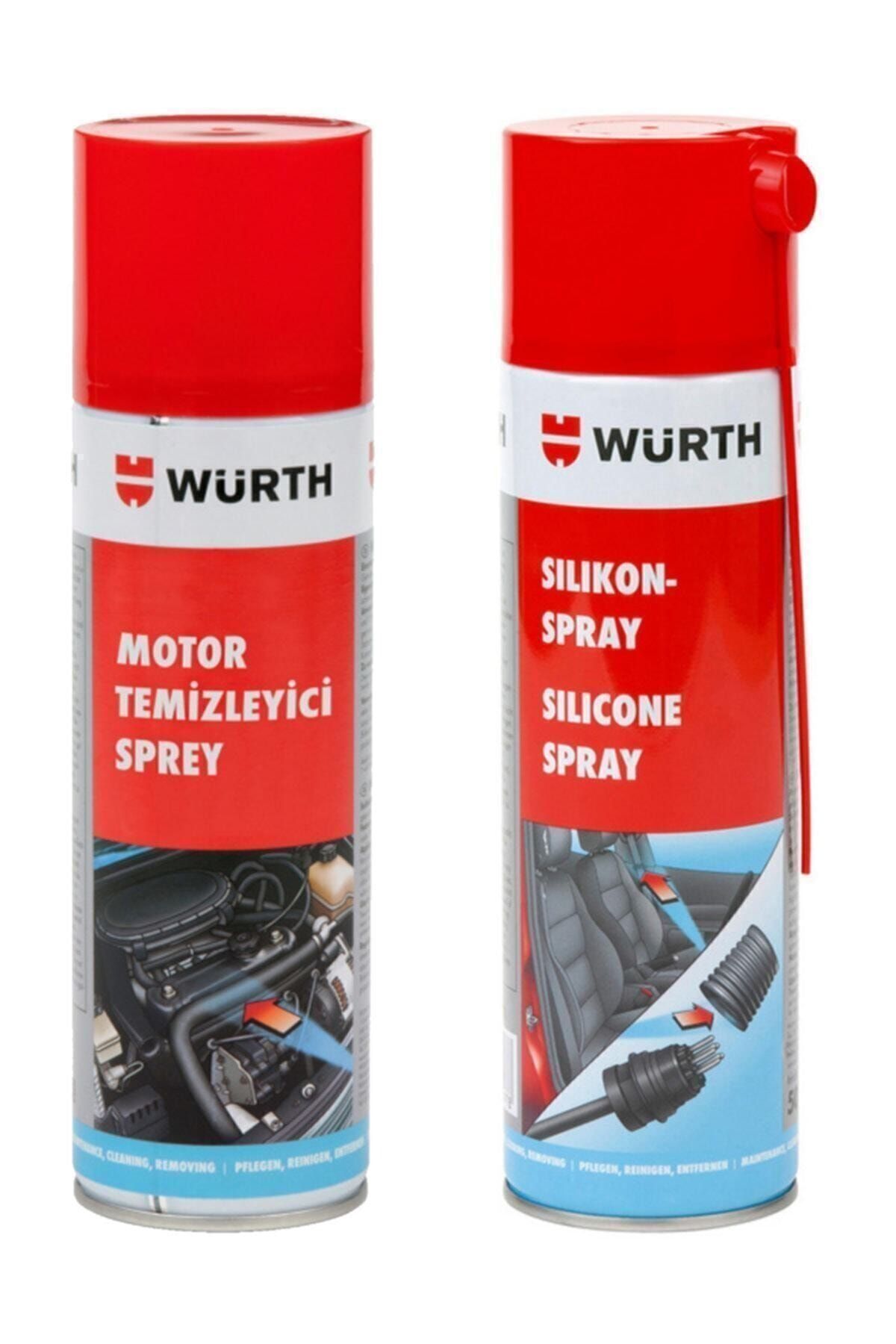 Würth Motor Temizleyici Sprey 500 Ml + Silikon Sprey 500 Ml