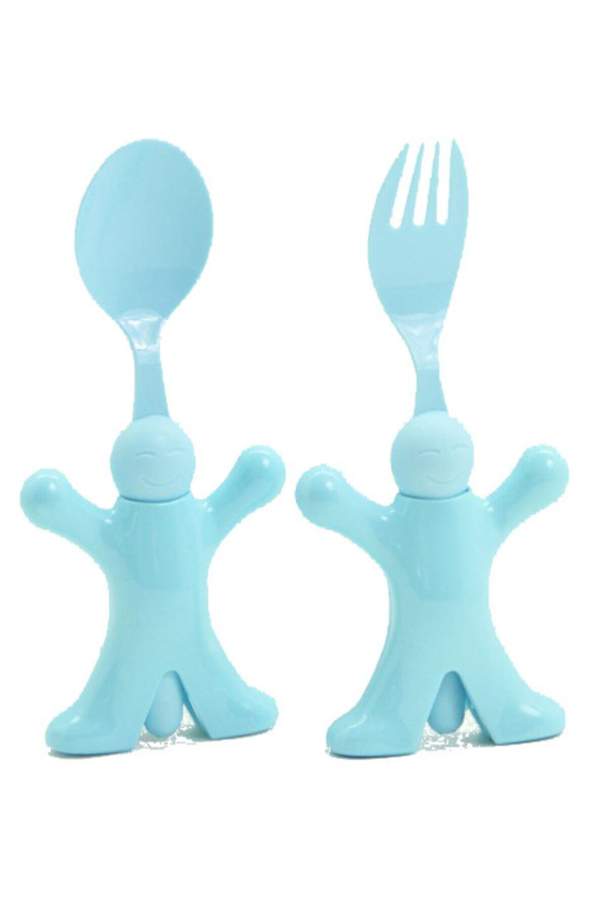 Çokuygunuz Bebek Figürlü Plastik Bebek Çocuk Mama Yemek Kaşık Çatal Seti
