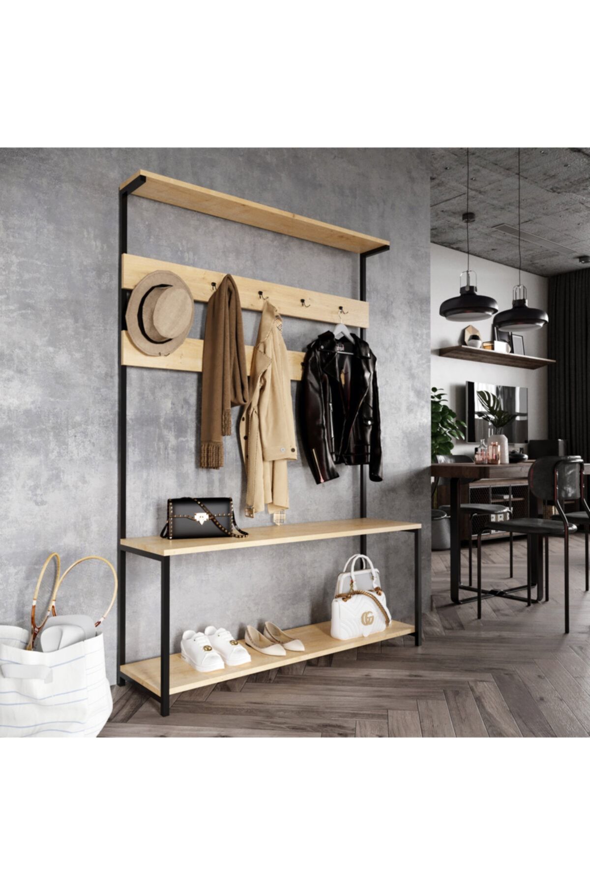 Fupe Shop Ava Aynalı Portmanto Ceviz 120 X 180 X 40