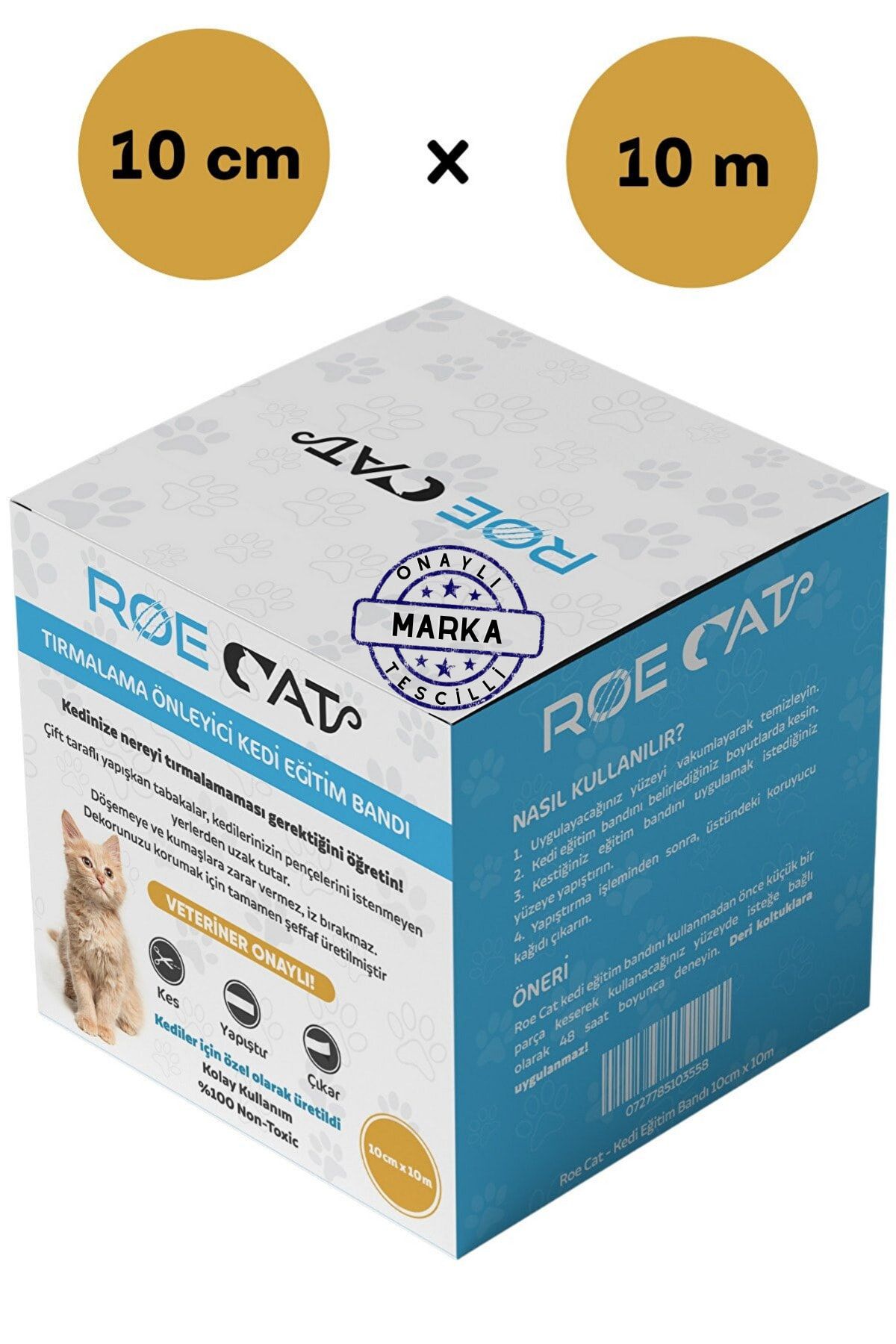 Roe Cat Kedi Eğitim Bandı, Mobilyalar Için Tırmalamaya Karşı Önleyici, %100 Şeffaf, Non-toxic, 10cm X 10m