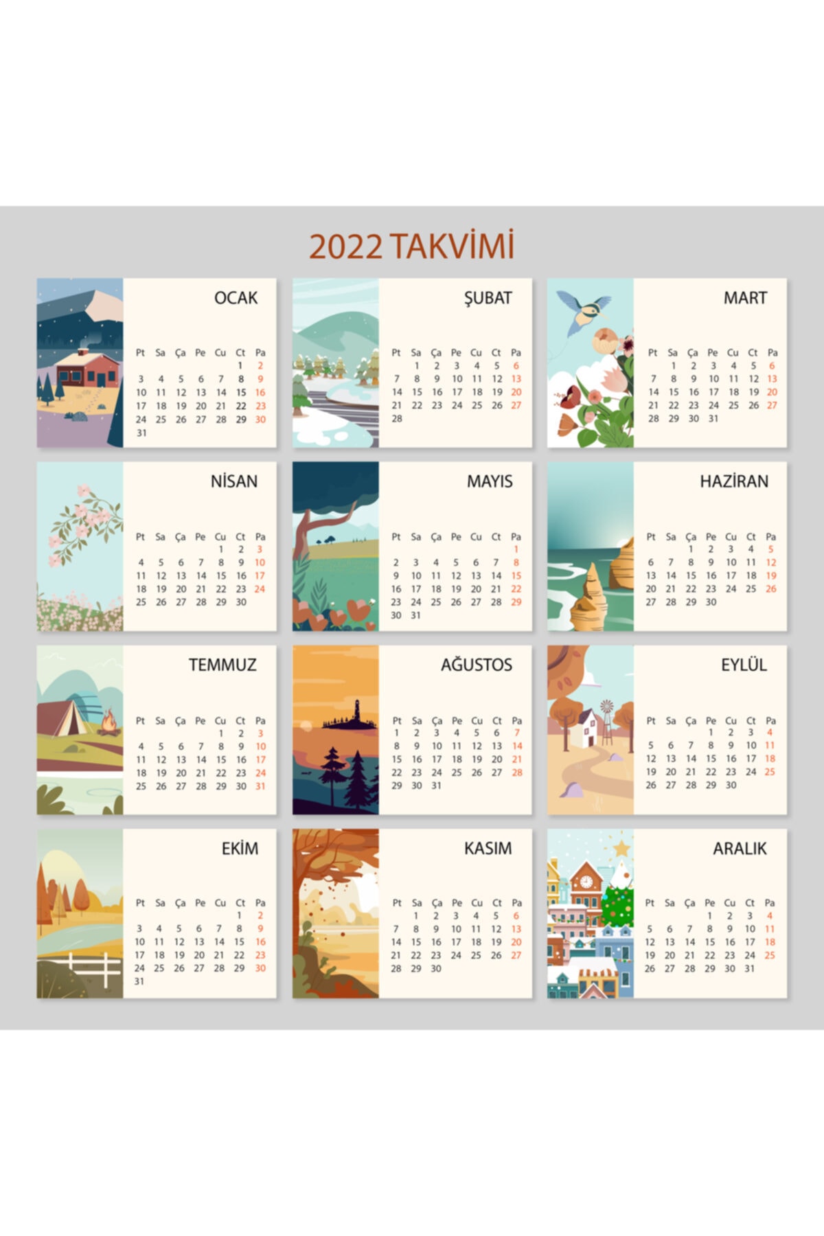 MimOzalit 2022 Takvimi Buzdolabı Magneti - 30x30cm