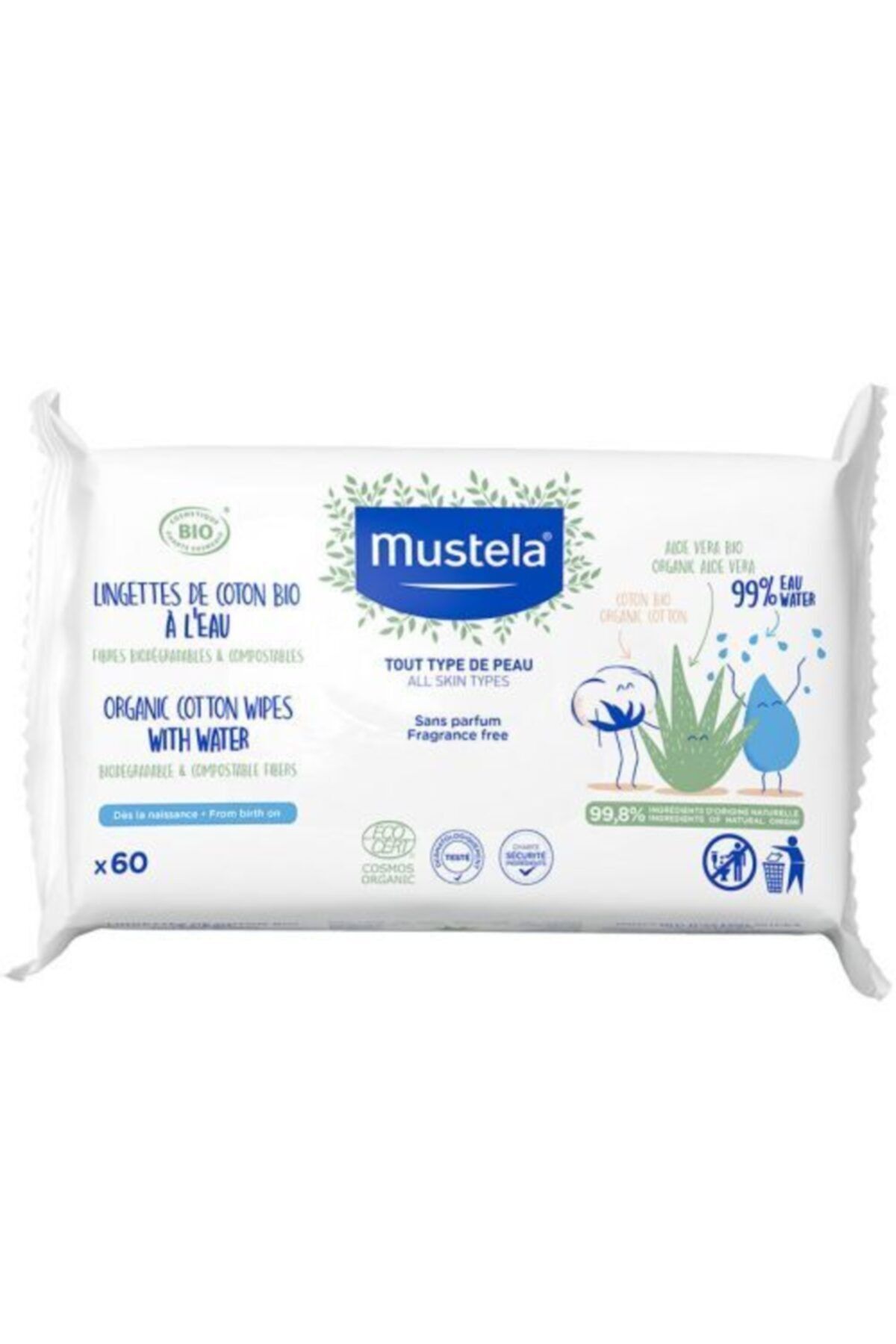 Mustela Organic Pamuklu Islak Mendil 60 Adet