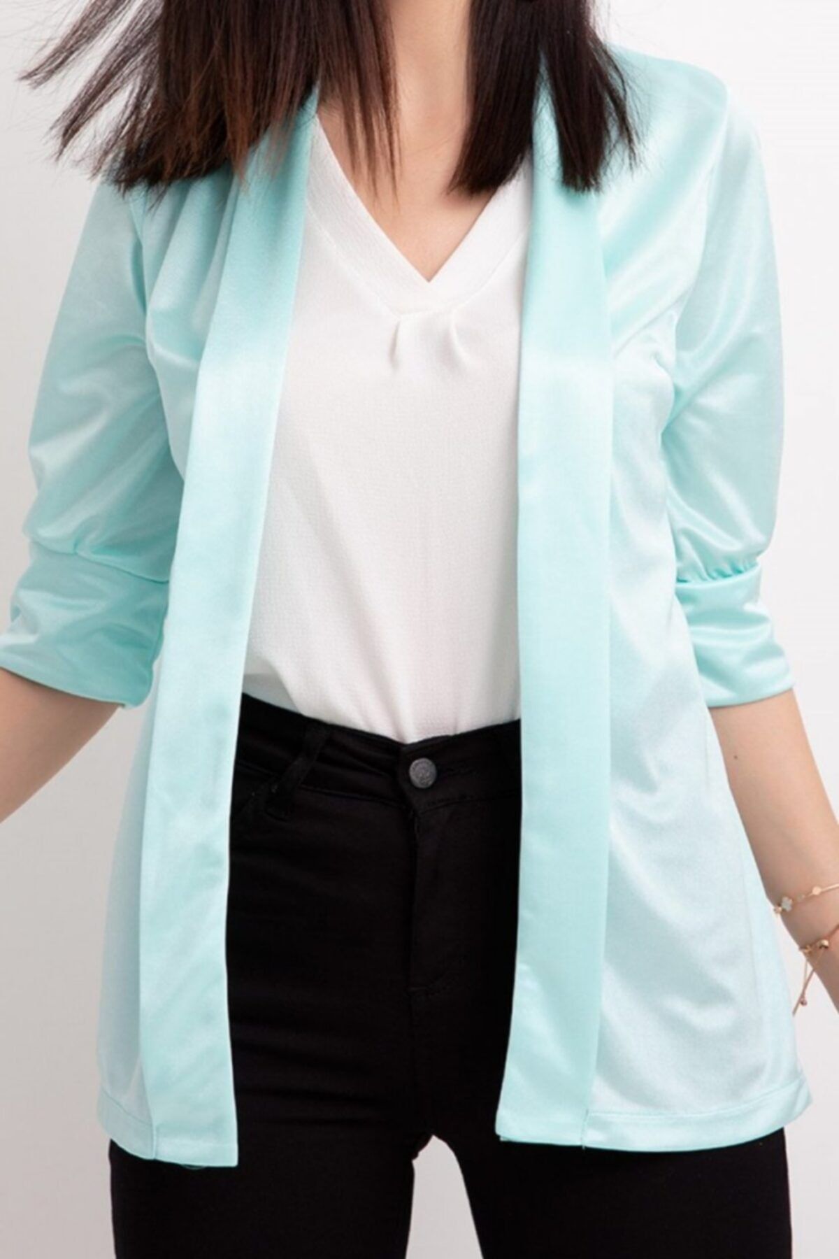 YAPRAKOUTLET Yetim Kol Şahne Ceket Mint