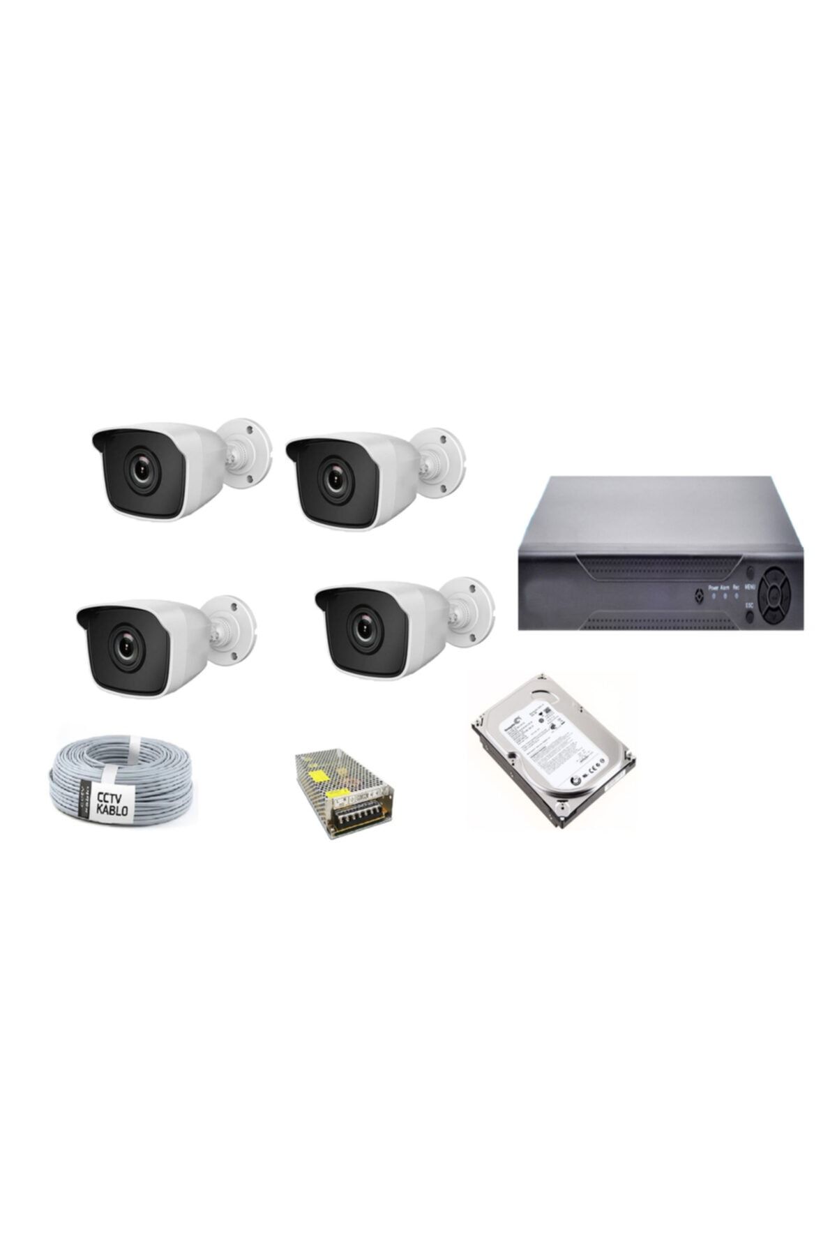 ESM TEKNOLOJİ Full Hd 4'lü Full Set Güvenlik Kamera Sistemi