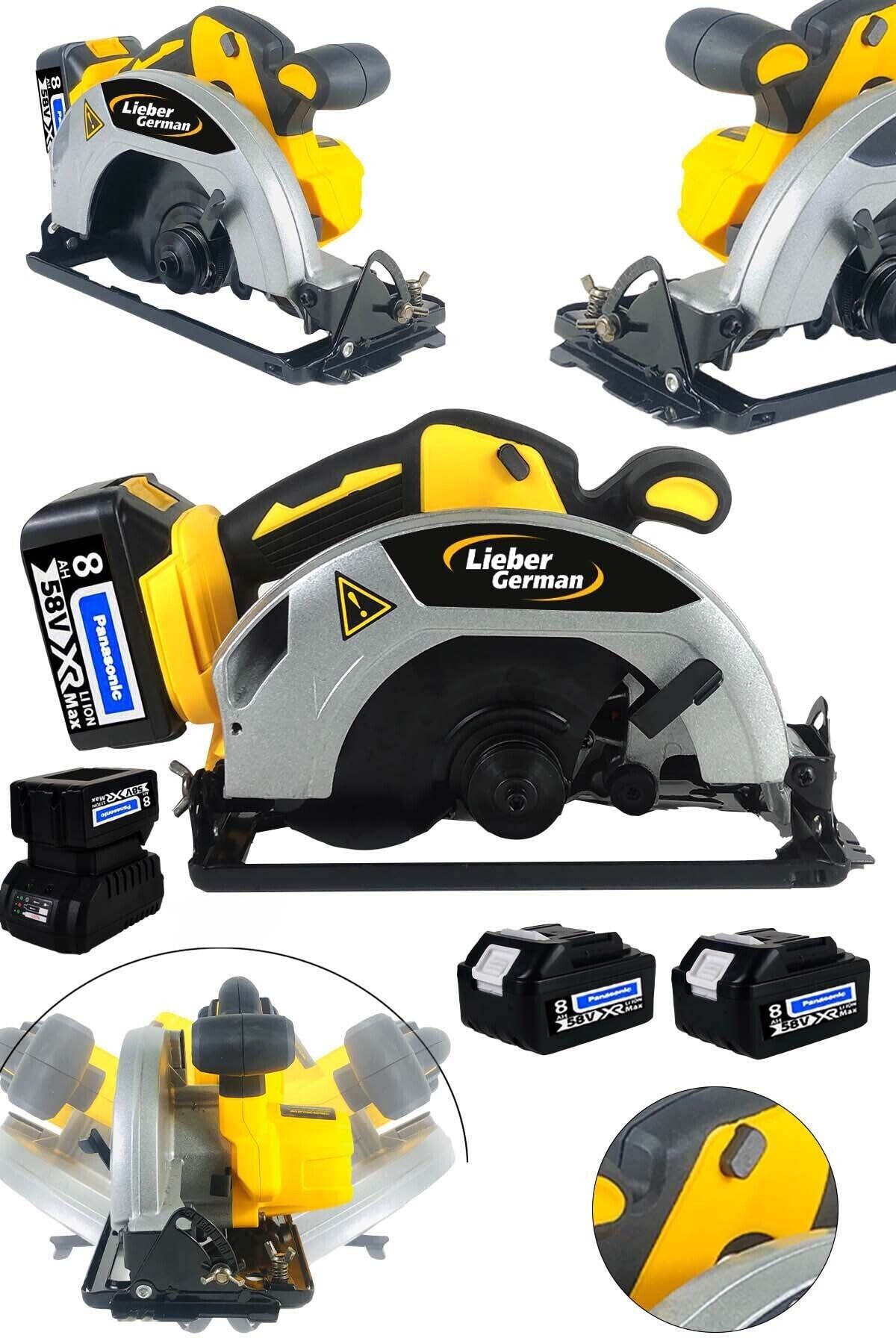 Lieber German Teknoloji 58 V 8ah Brushless Kömürsüz Çift Akülü 180° Döner Tablalı Profesyonel Akülü Sunta Kesme