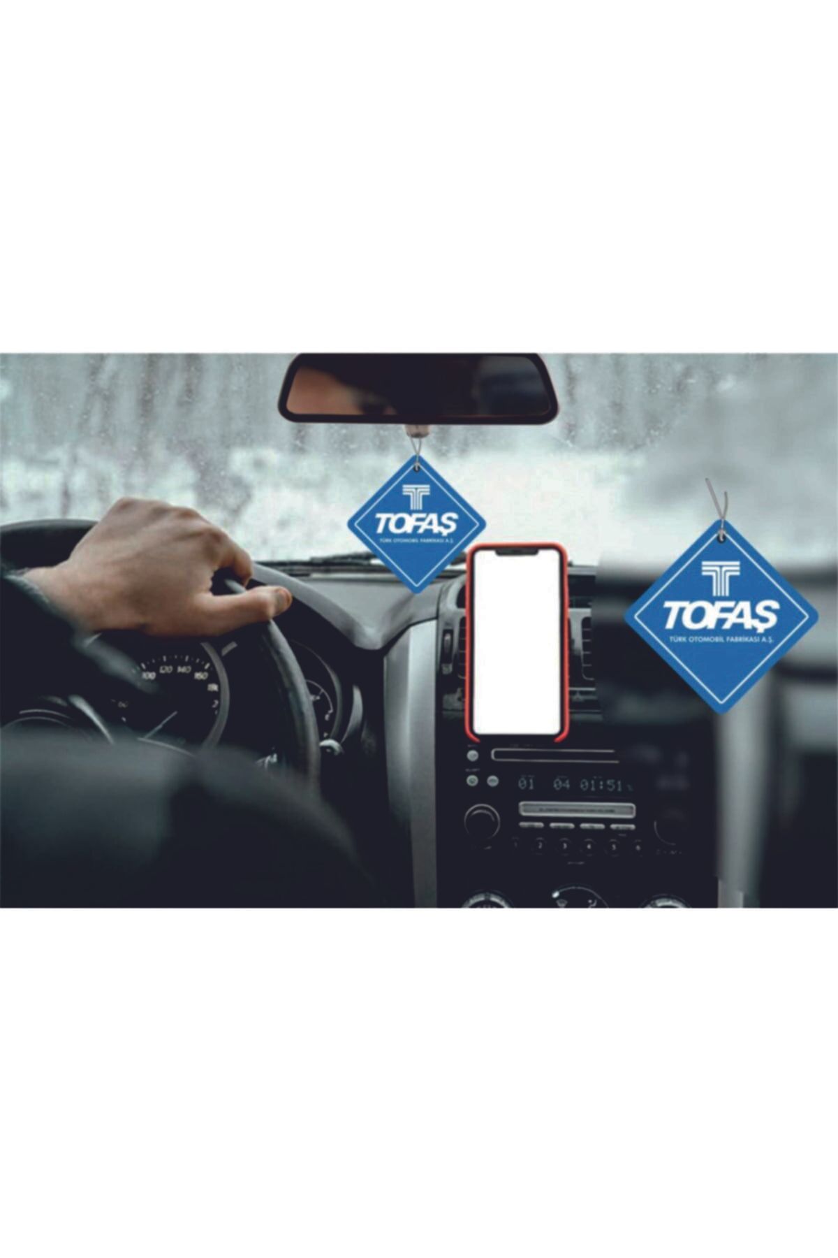 Mad Accessories Tofaş Desenli Parfüm Esanslı Baskılı Ipli Dekoratif Asma Ayna Oto Araç Kokusu
