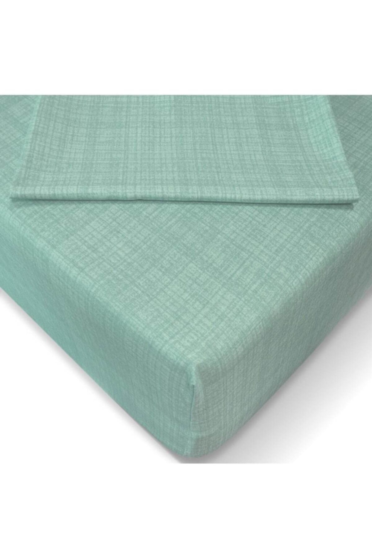 TRENDLİM10 Lastikli Çarşaf Seti Mint Yeşili Ranforce 180x200 Cm Battal