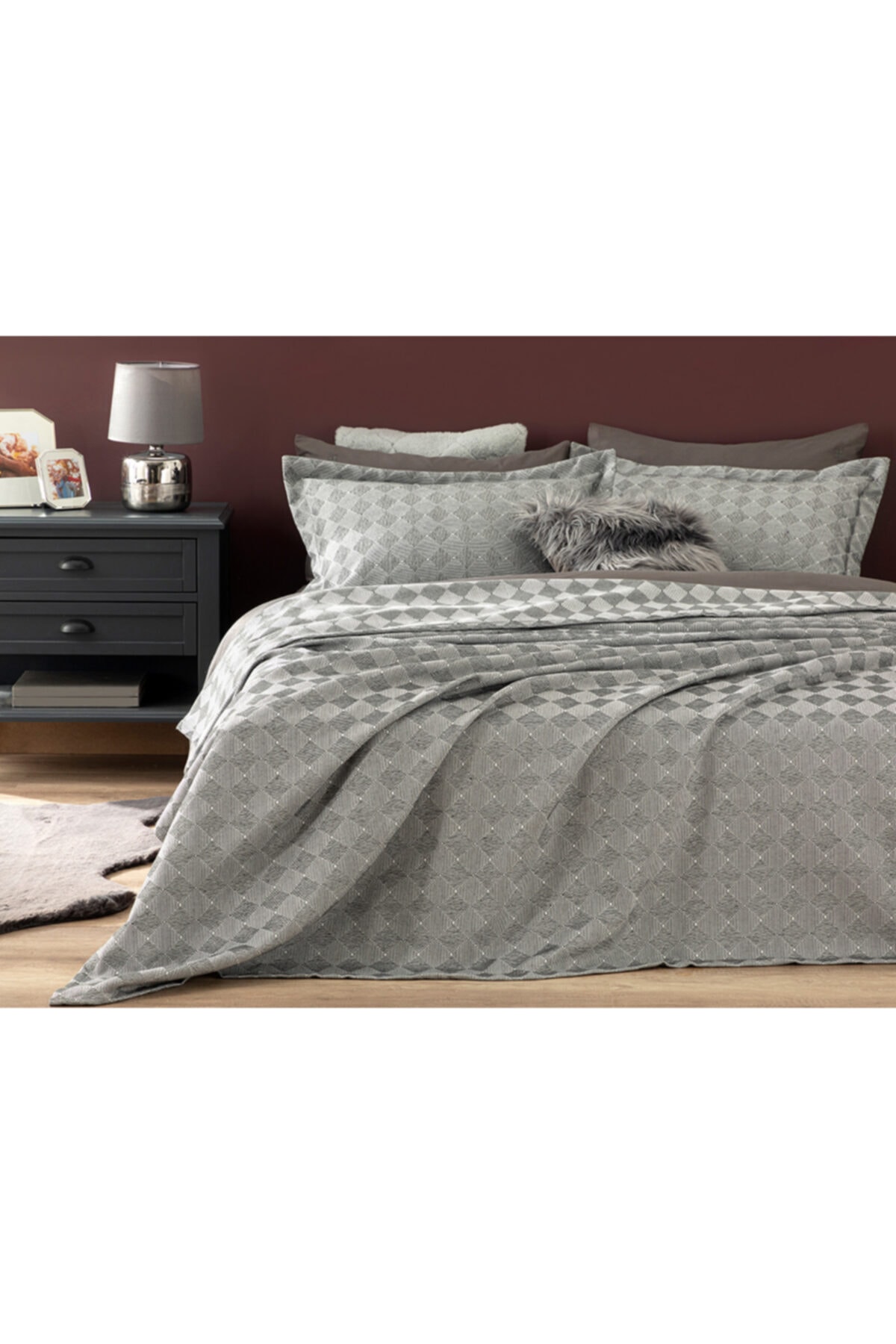 English Home Eclipse Jakarlı King Size Yatak Örtüsü Takımı 260x280 cm Siyah