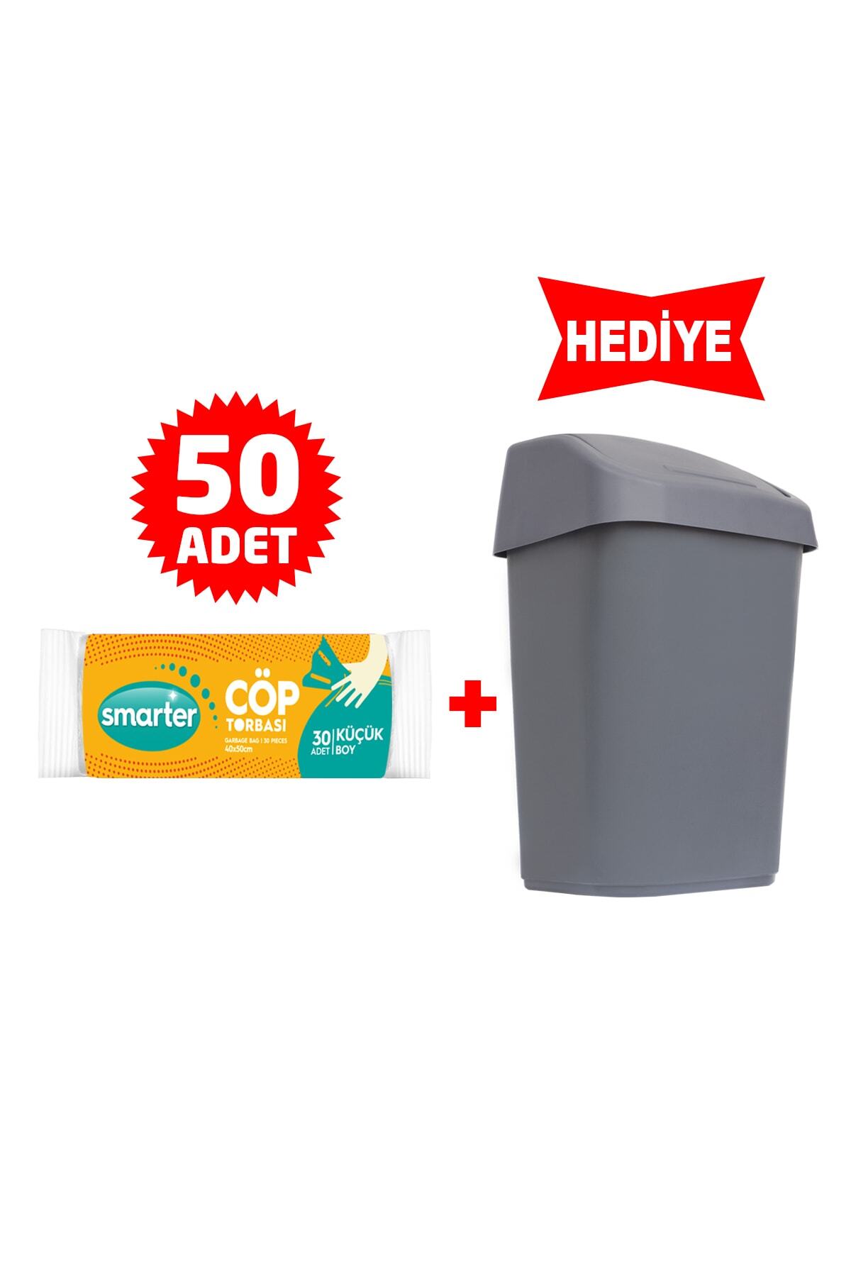 SMARTER 50 Adet Küçük Boy Çöp Torbası Çöp Kovası Küçük Boy Hediye 10 Lt. ( Çöp Poşeti )