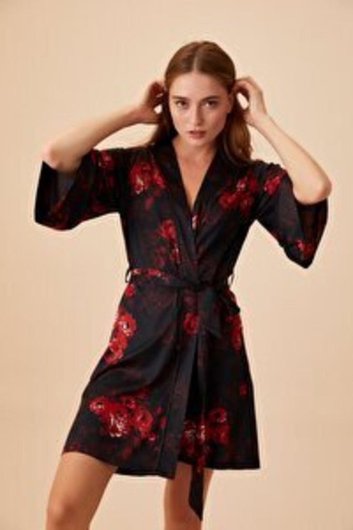 SUWEN Aria Sabahlık - Kırmızı Baskılı