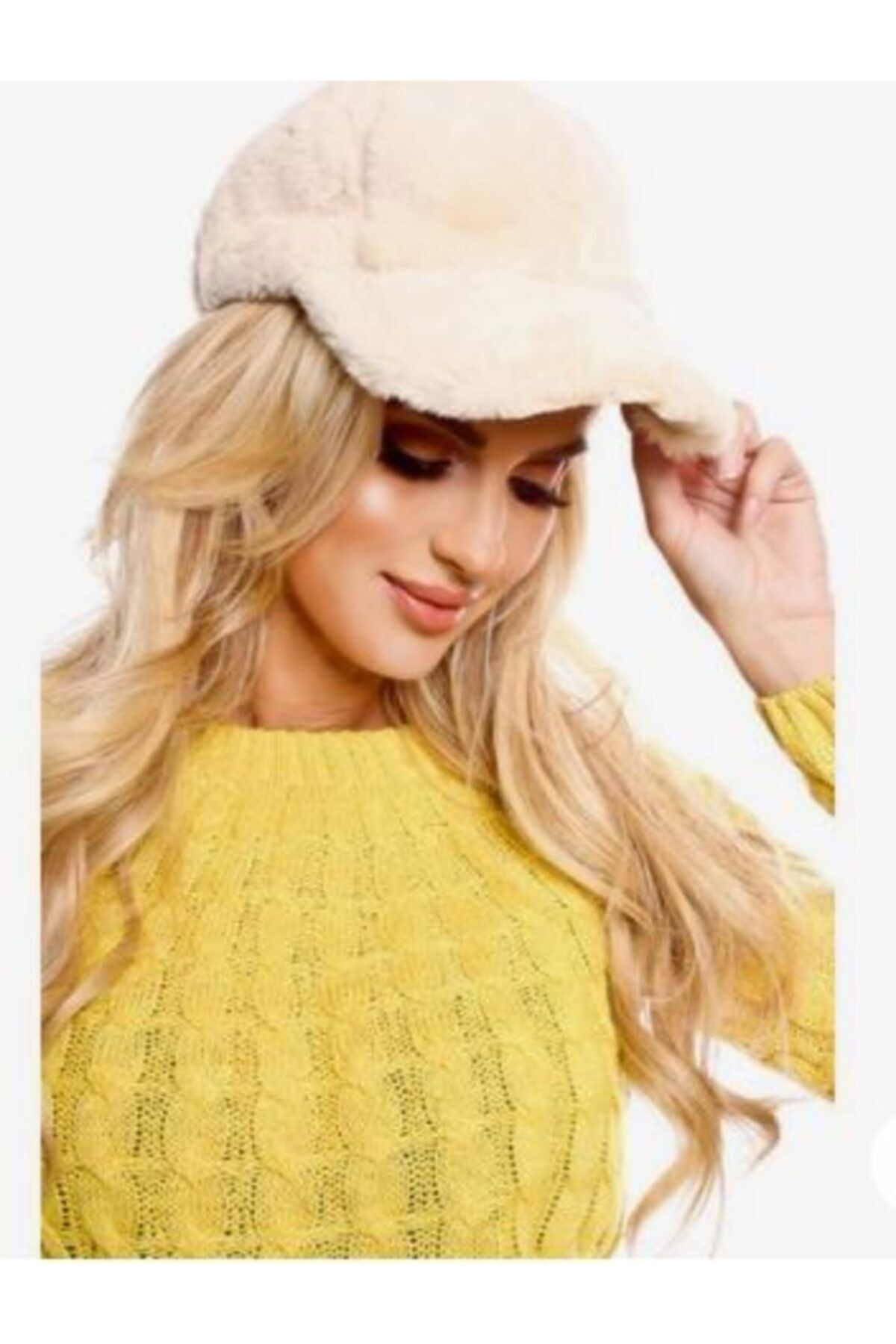 GÜZEŞTE Bej Yumuşak Dokulu Cool Naturel Tarz Kadınlara Peluş Kasket Kadın Şapka Kep