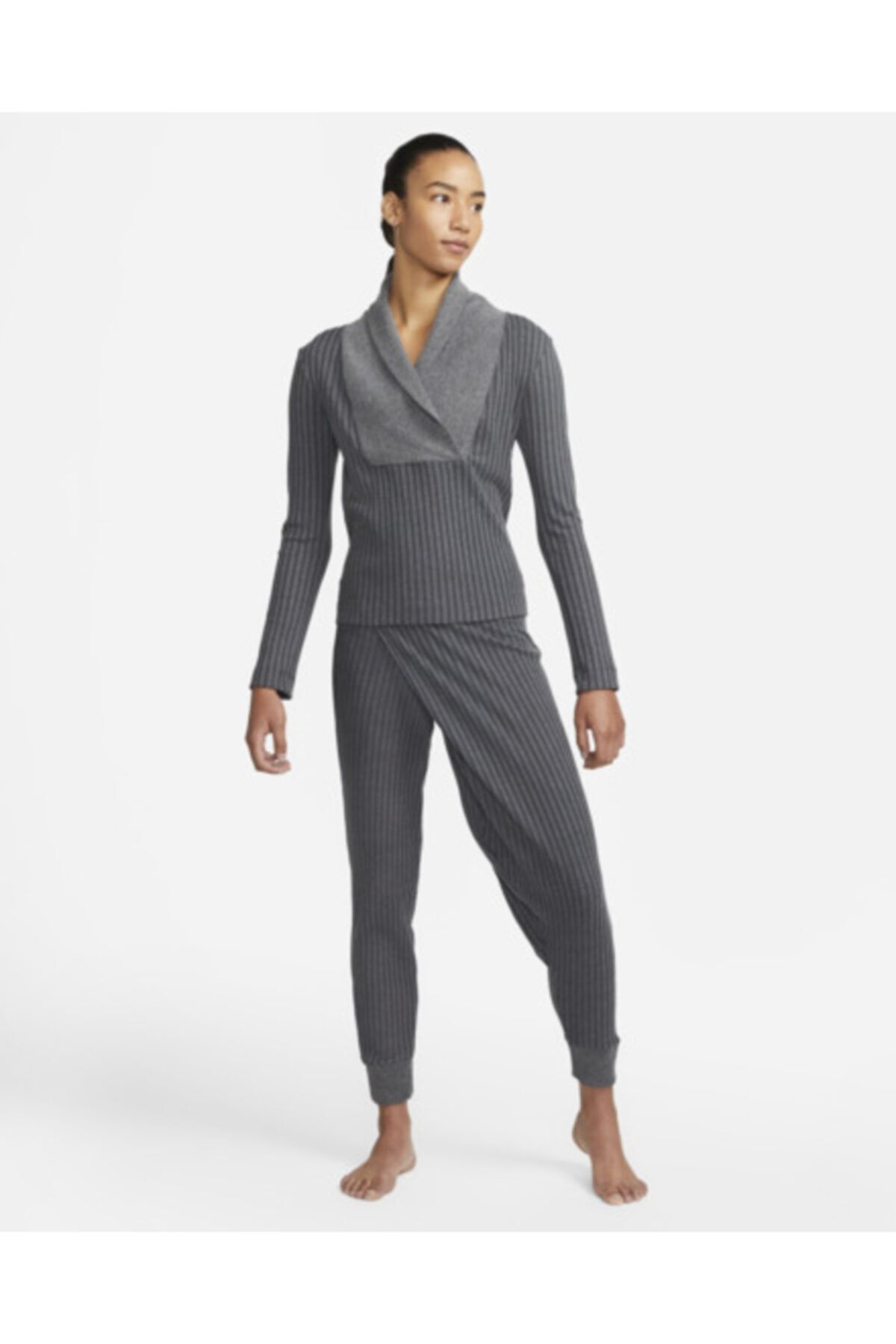 Nike Yoga Luxe Ribbed Cover-up Gri Renk Kadın Sweatshirt