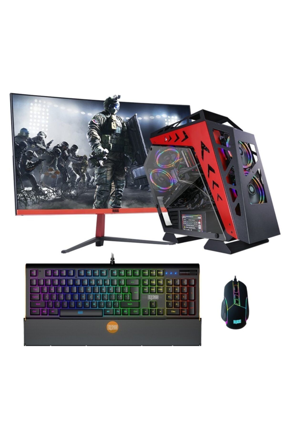 DRAGOS Drx935 Ryzen 5 5600x 16gb Ram 256gb M.2 Nvme Ssd 4gb Gtx1650 23.6'' Curved Oyun Bilgisayarı