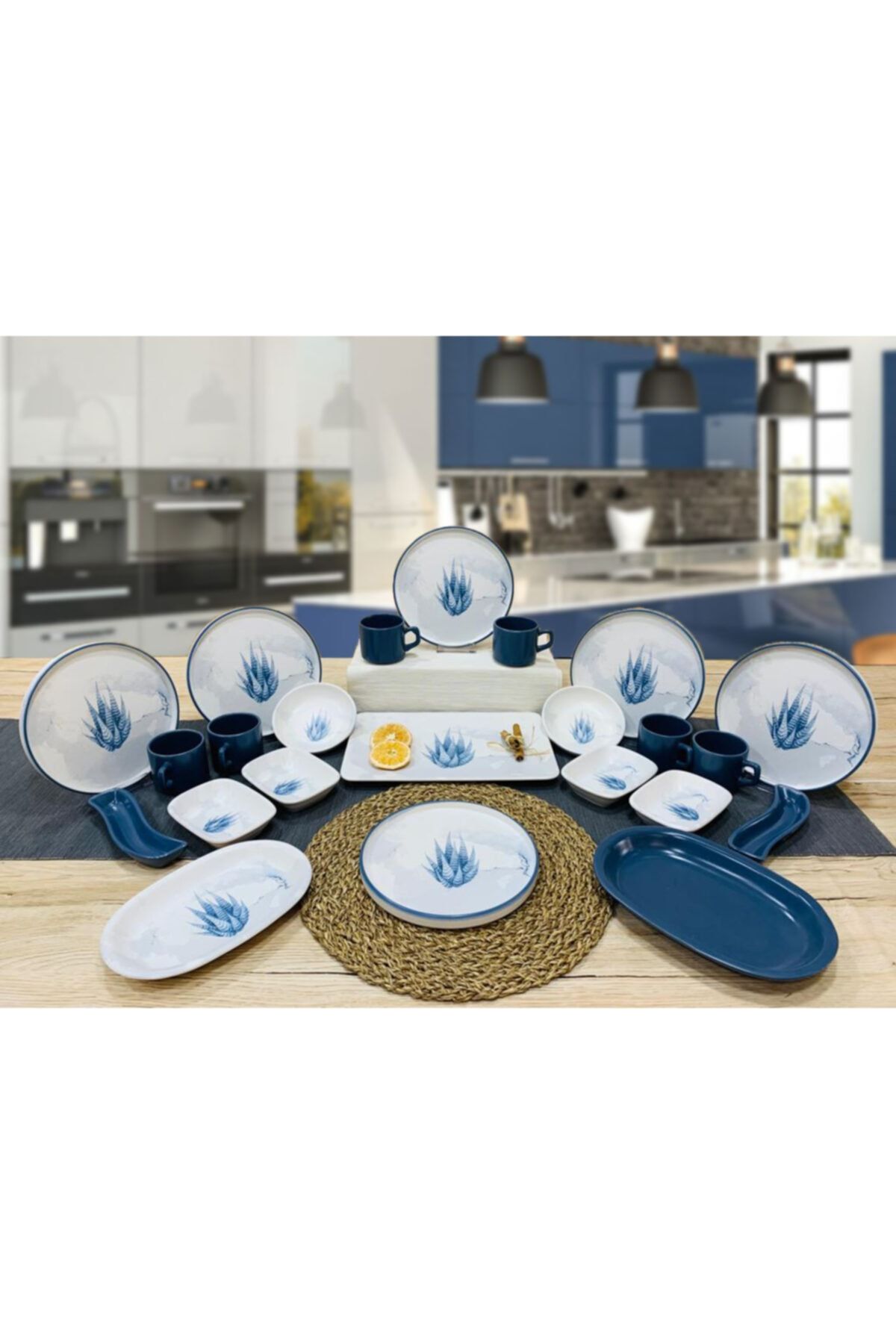 pembişmutfağım Kahvaltı Takımı 6 Kişilik 23 Parça Blue Magıc Mat Mavi Set