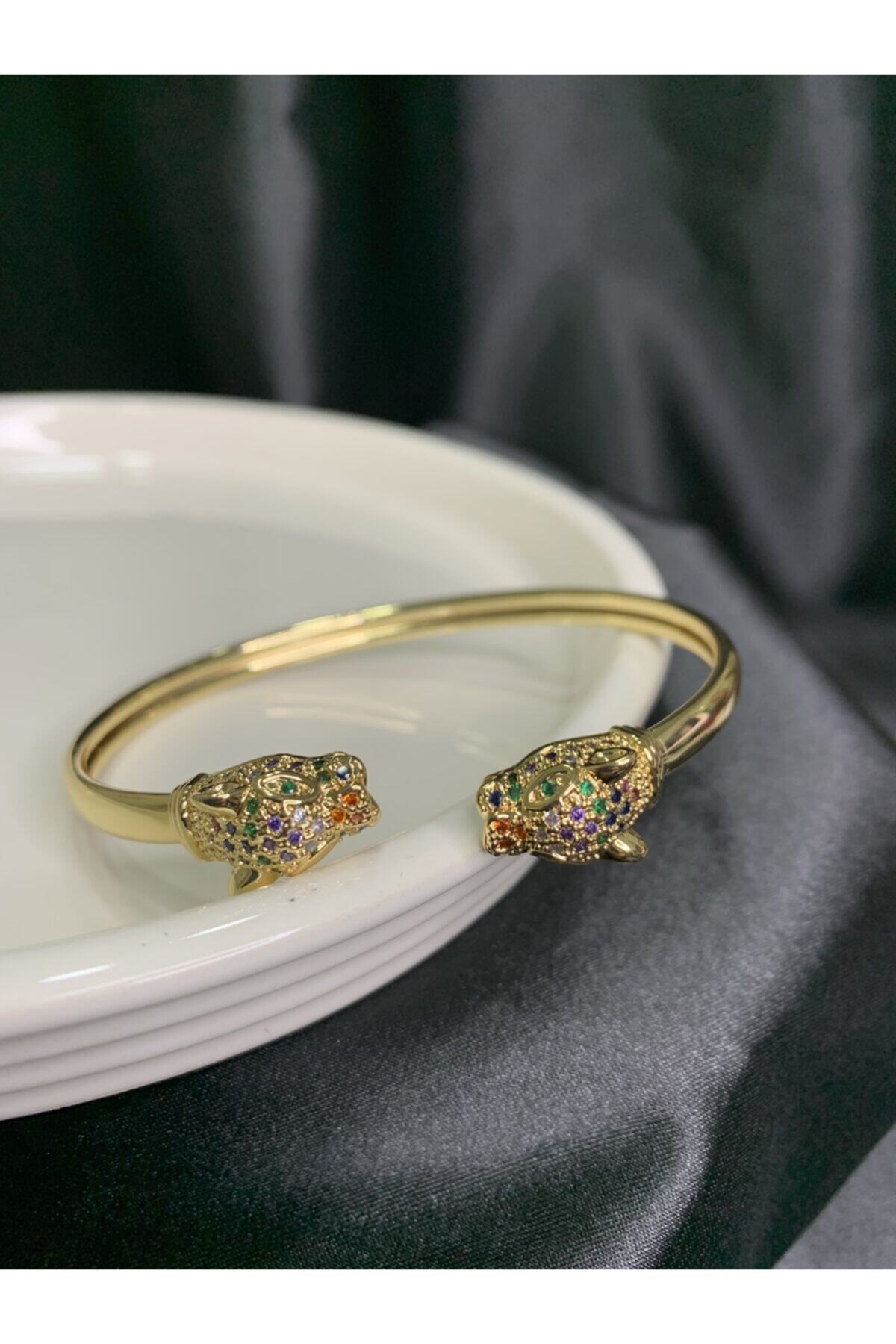 ARSLAN JEWELRY Çelik Gold Çift Başlı Kaplan Bileklik