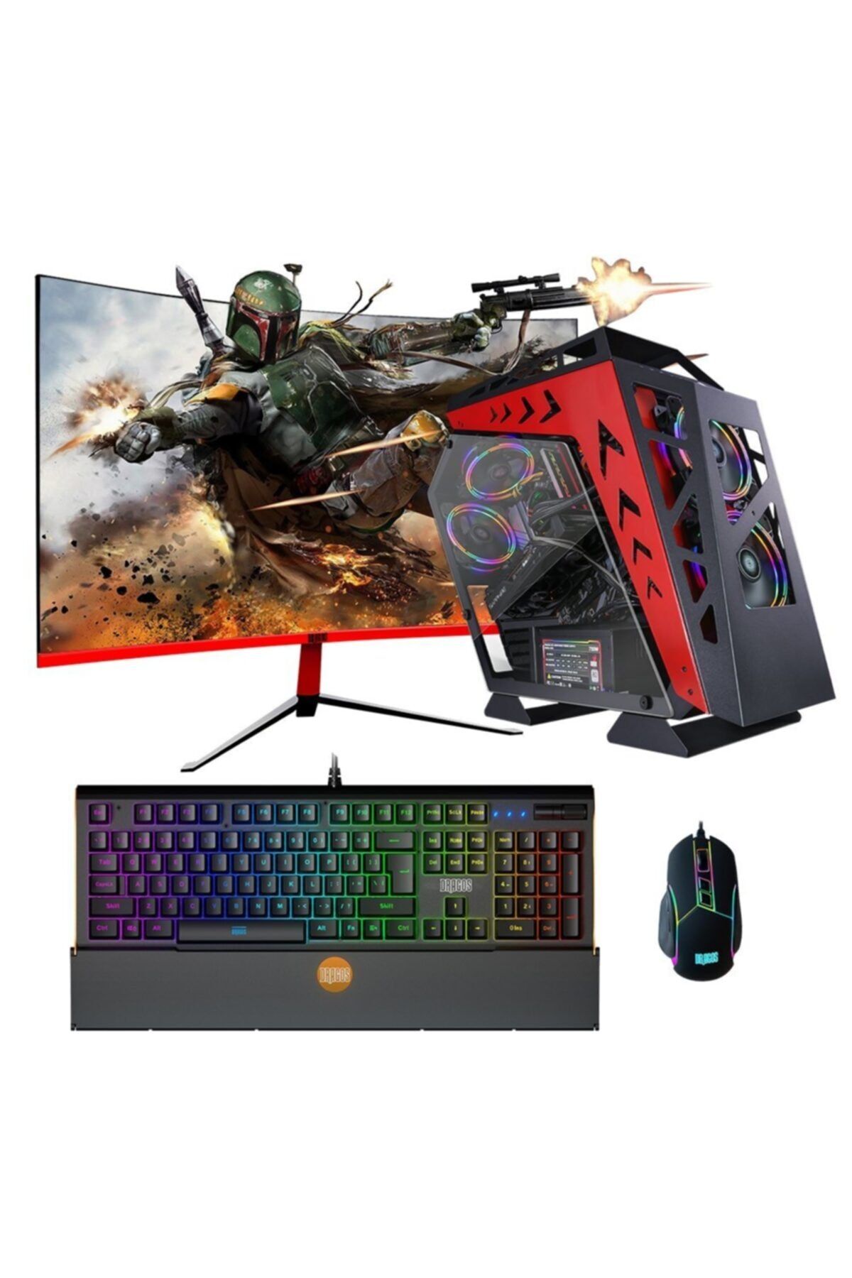 DRAGOS Drx936 Ryzen 5 5600x 8gb Ram 256gb M.2 Nvme Ssd 4gb Gtx1650 27'' Curved Oyun Bilgisayarı