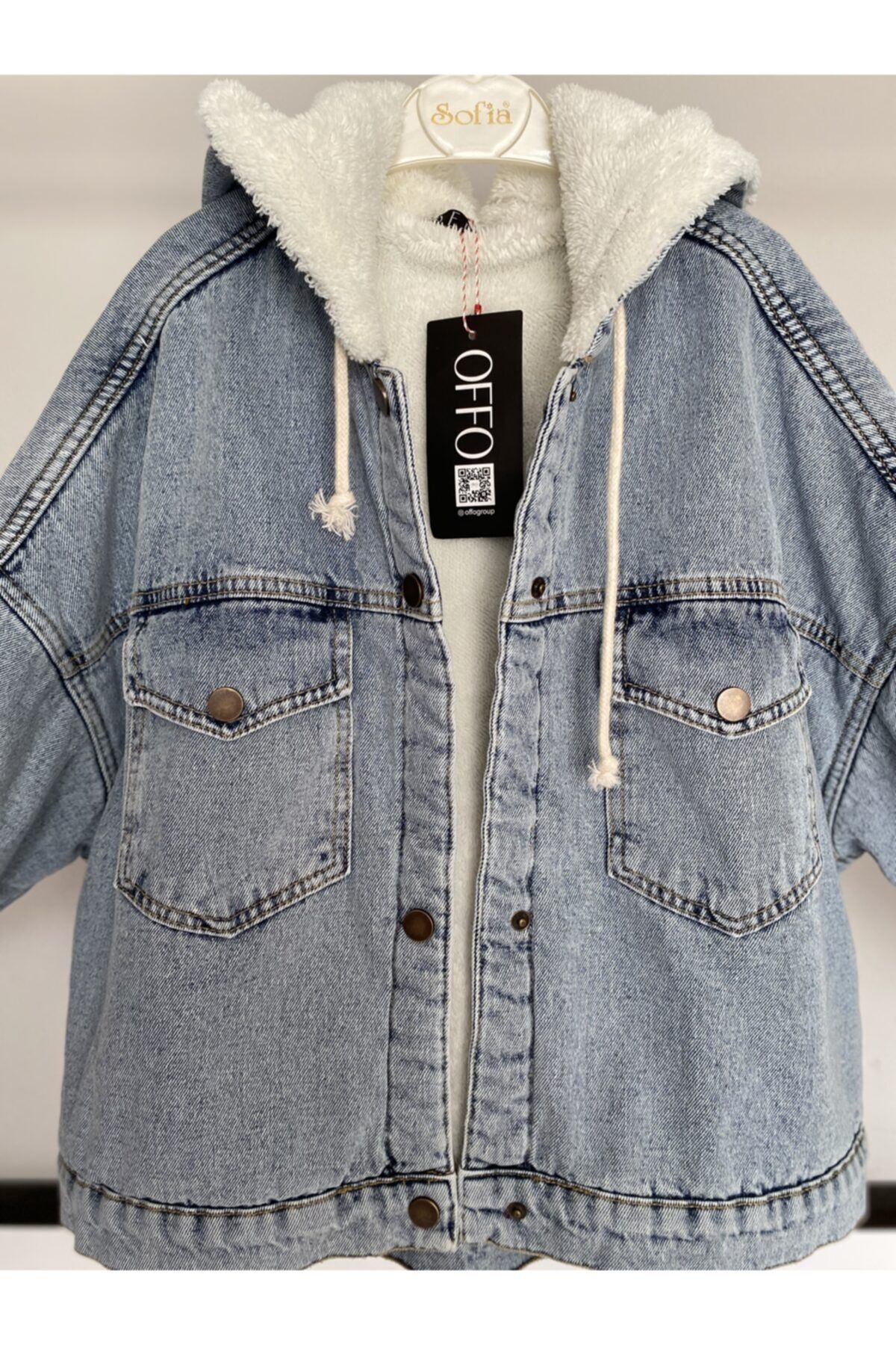 OFFO Oversize Kapüşonlu Denim Mont