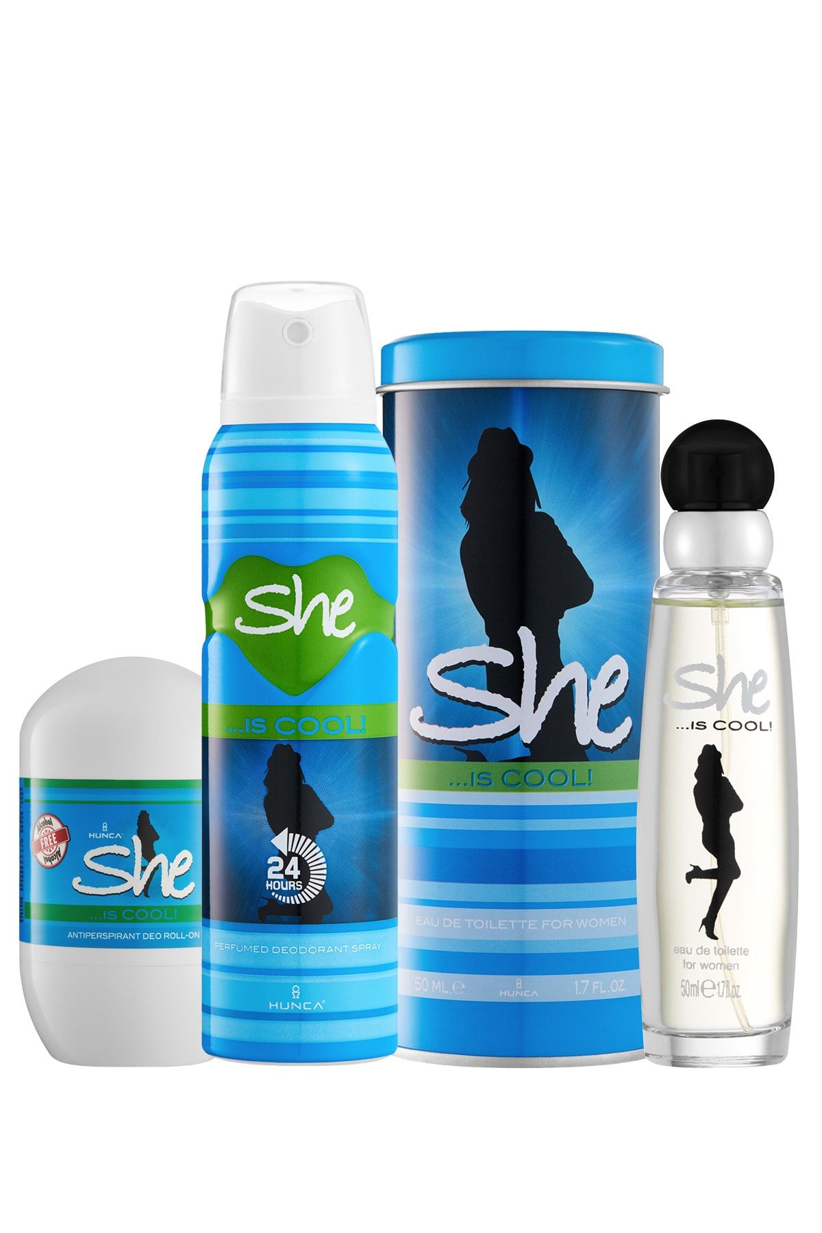 She Is Cool Kadın Parfüm Edt 50 Ml +deodorant 150 ml + Roll-on 50 ml