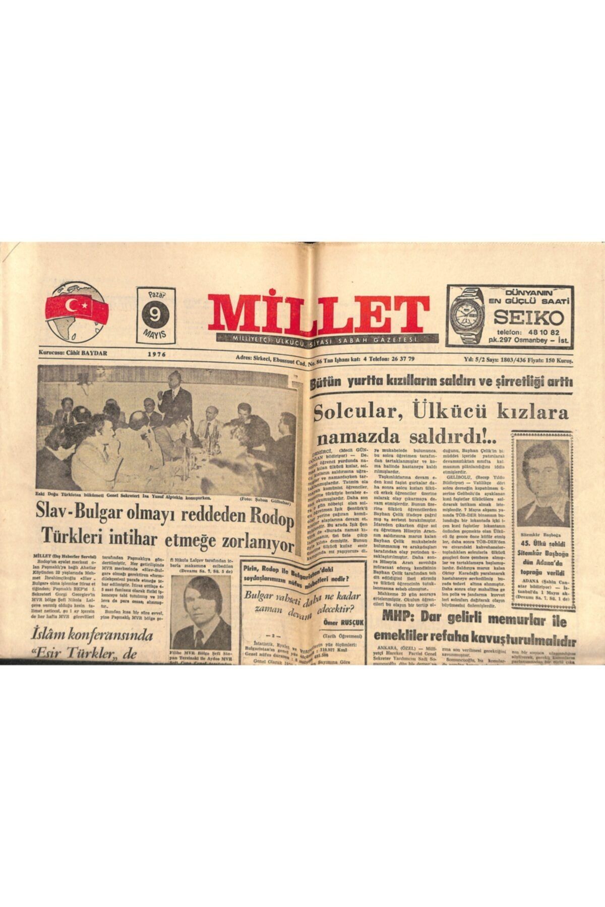 Gökçe Koleksiyon Millet Gazetesi 9 Mayıs 1976 - Misk İşçiyi Çalıştığı Yere Ortak Ve İdarede Söz Sahibi Yaptı