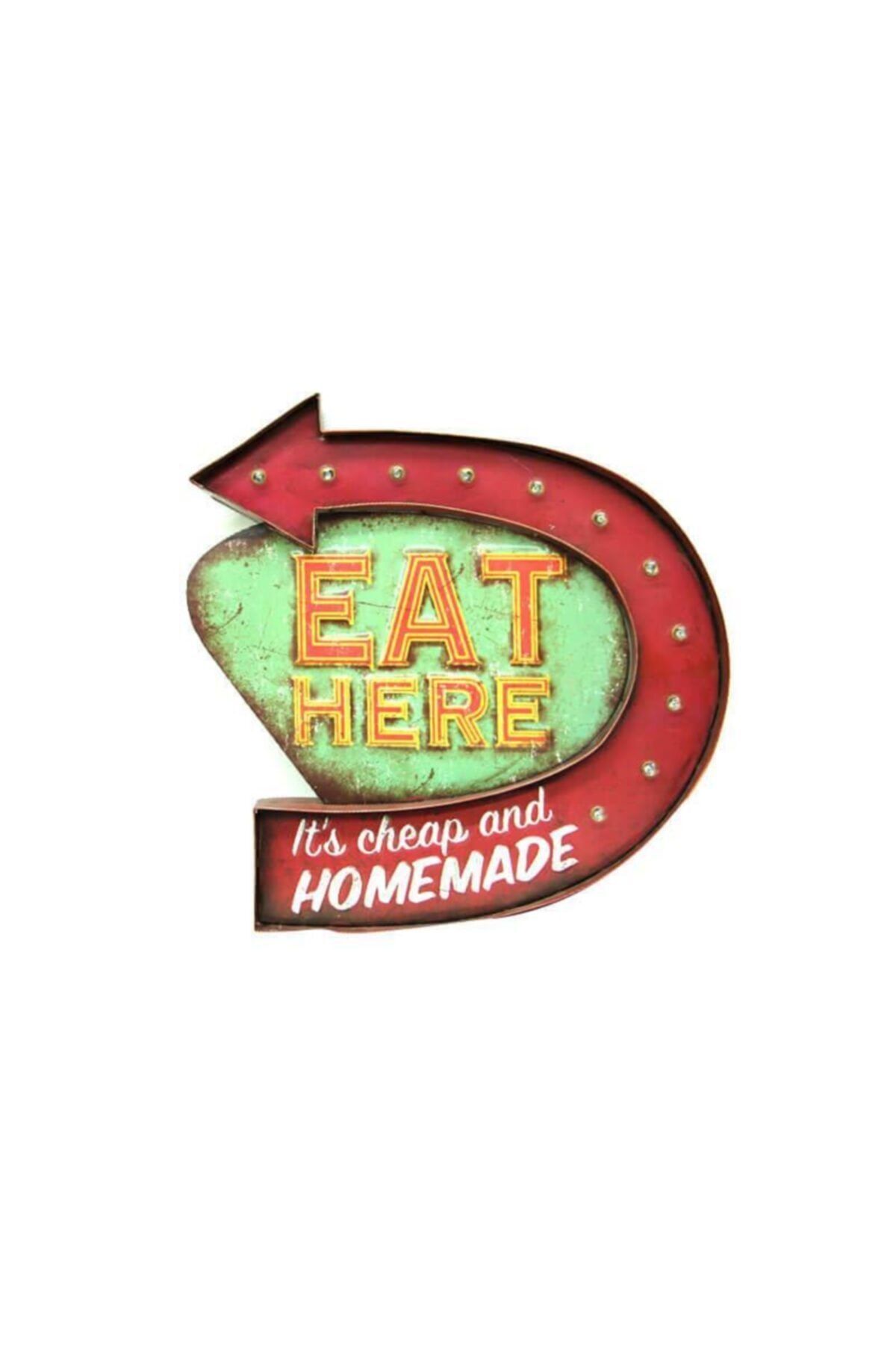 BULUTSHOP Eat Heretemallı Ledli Bar Tabelası Pano Vintage Led Ampülü