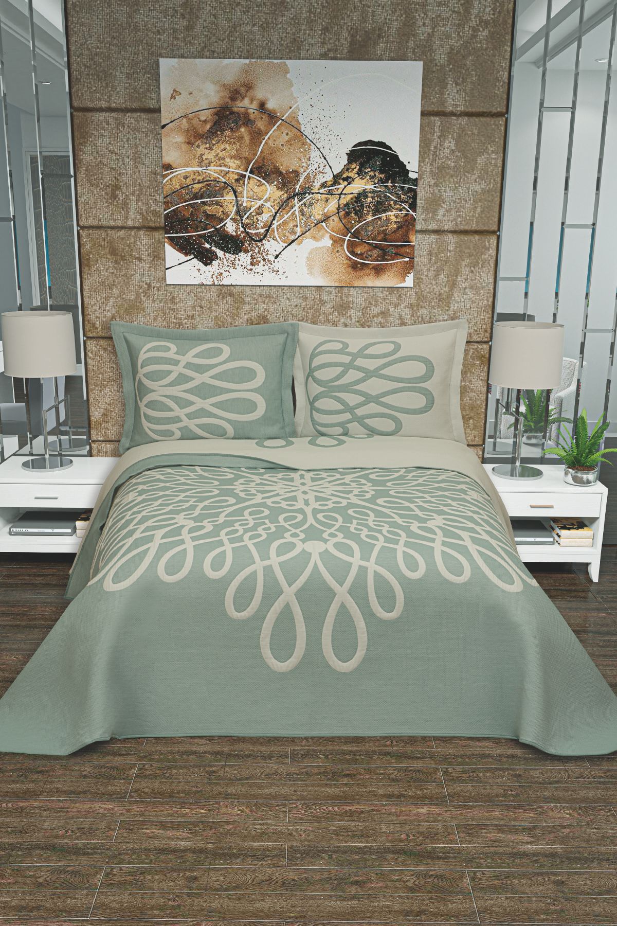 Veranova Home Infinity Pano Çift Taraflı Yatak Örtüsü Mint