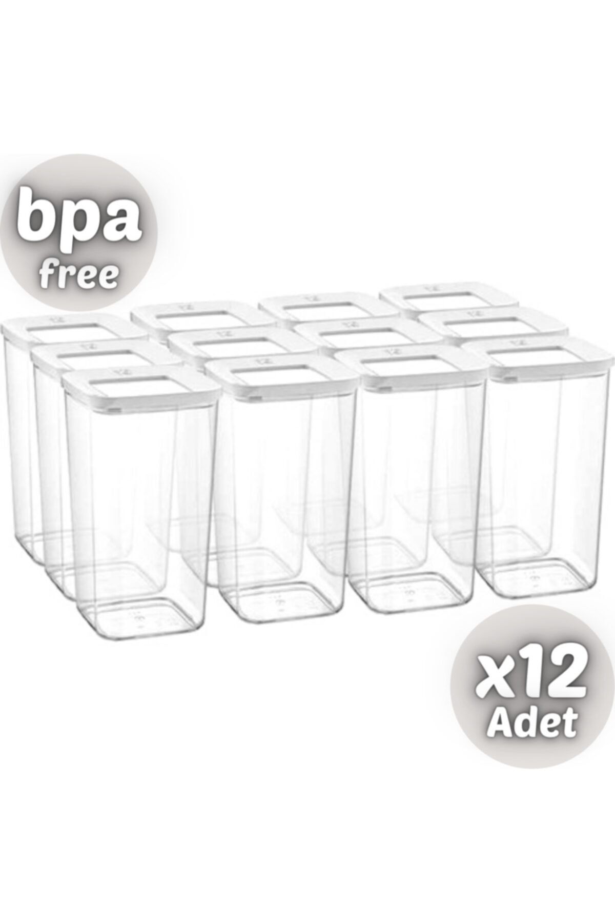 VİP AHMET 12 Li Süper Saklama Kabı Set 1200 ml - 1200ml Erzak Kabı