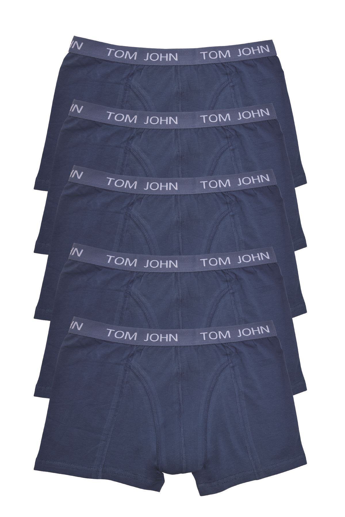 Tom John Indıgo Erkek Boxer 5 Li Paket Likralı