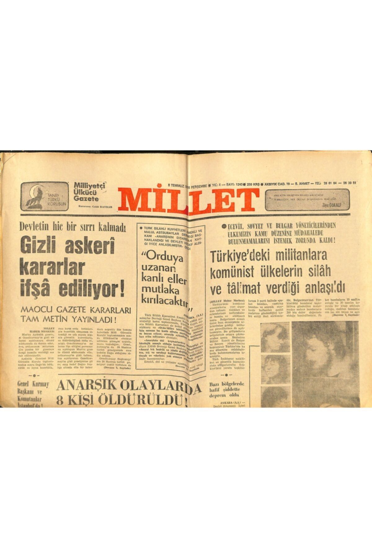 Gökçe Koleksiyon Millet Gazetesi 6 Temmuz 1978 - Iett,faturaları Biriktirerek Gönderince,vatandaş Elektrik Parası