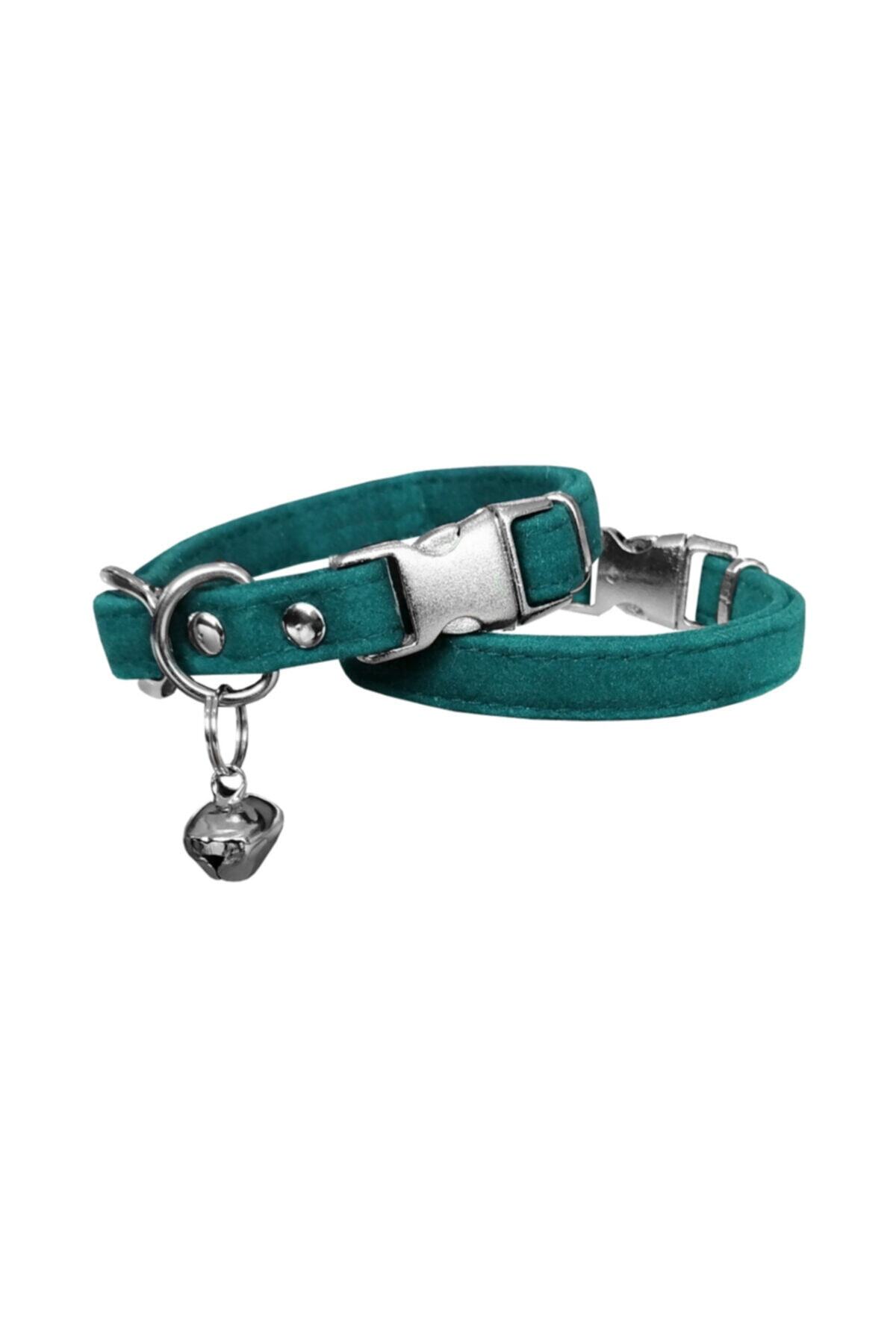 Sweet Markapet Kadife Çanlı Kedi Boyun Tasması 20-32 Cm Turkuaz